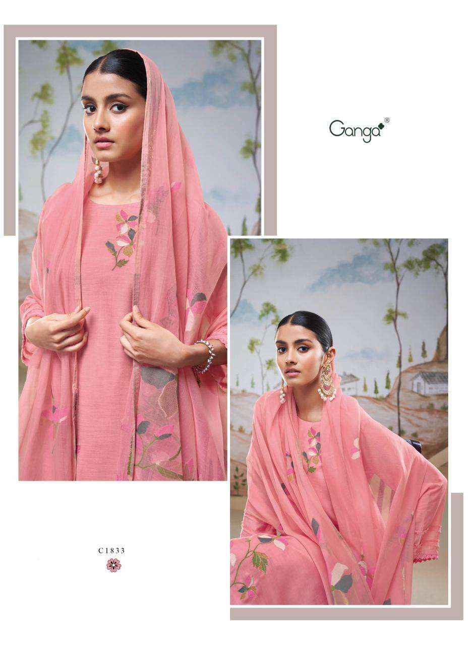 Ganga Fashion Nyssa C1831 TO C1836 Bemberg Silk Dress Material ( 6 Pcs Catalog )