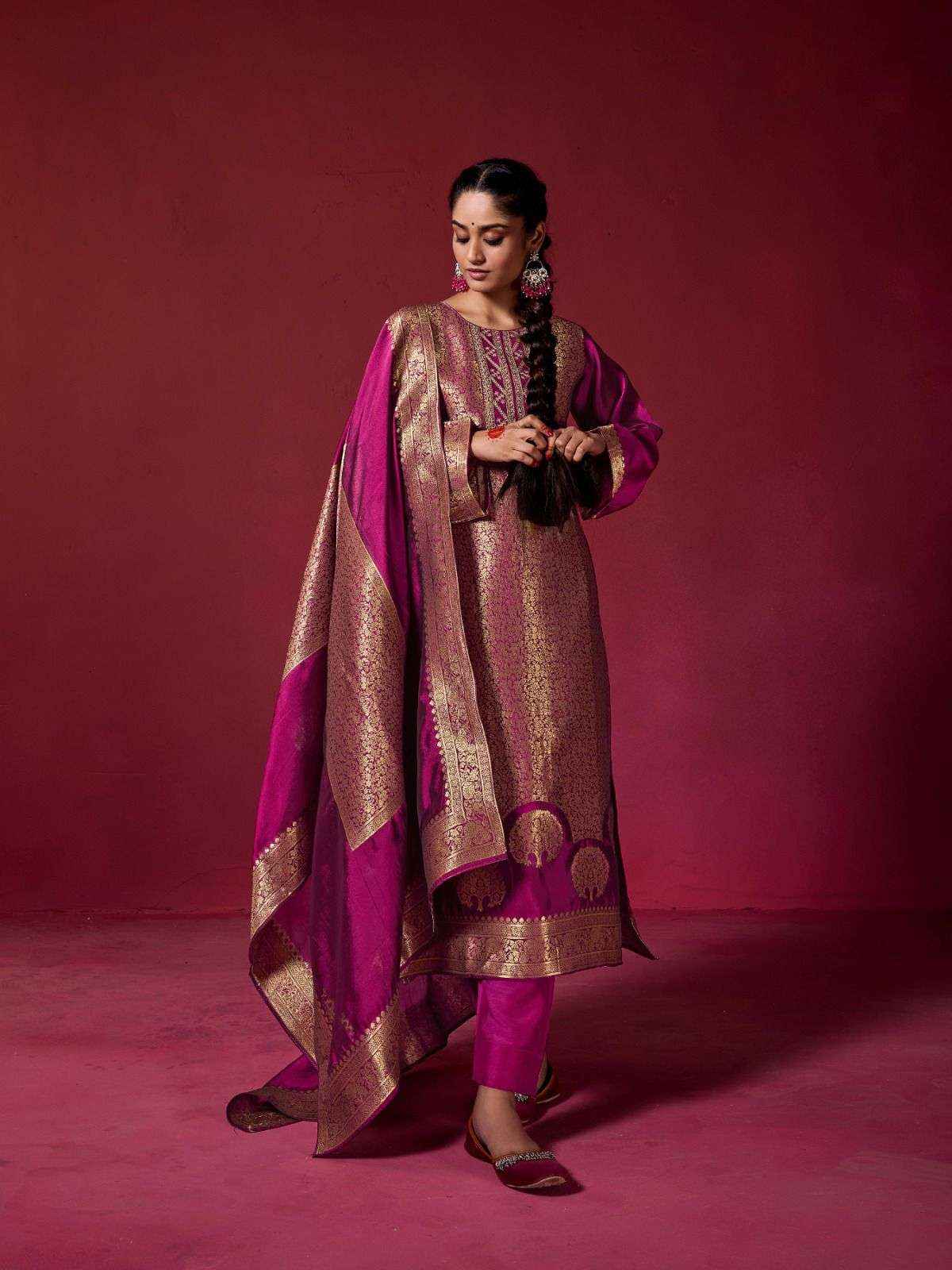 IBIZA SAKHI SILK JACQUARD EMBROIDERY DESIGNER SUIT ( 4 PCS CATALOG )