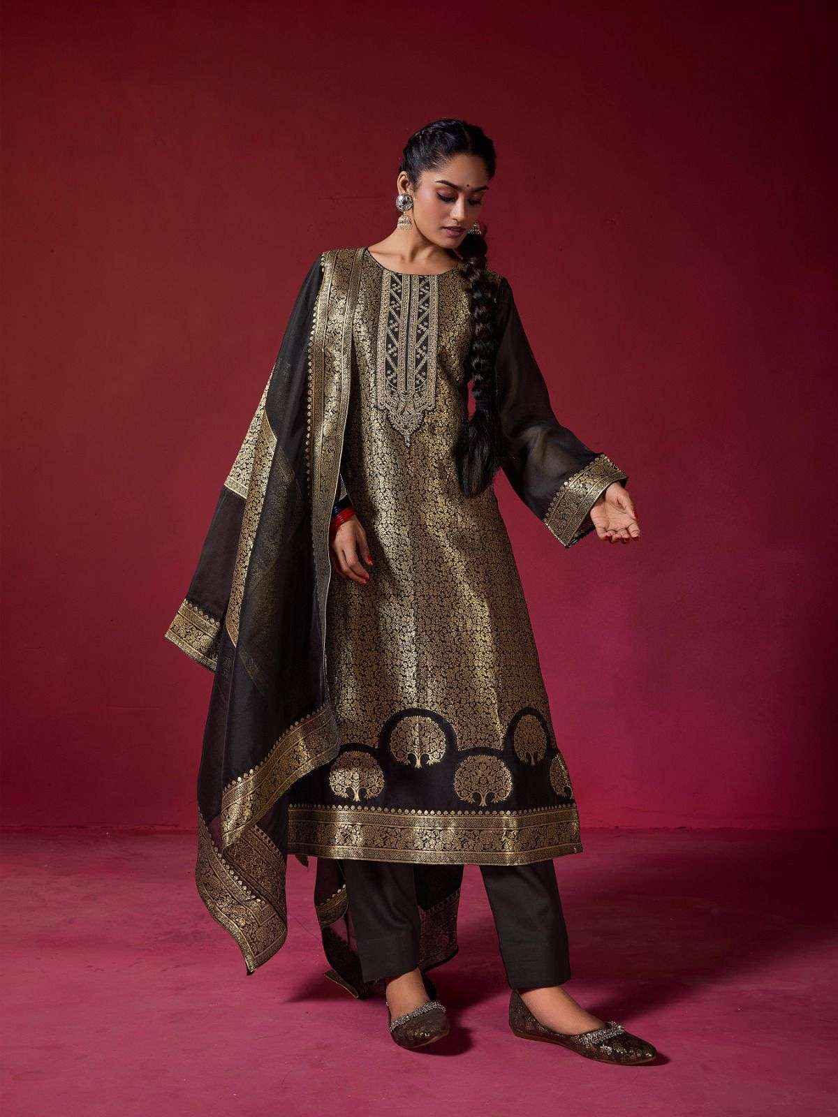 IBIZA SAKHI SILK JACQUARD EMBROIDERY DESIGNER SUIT ( 4 PCS CATALOG )