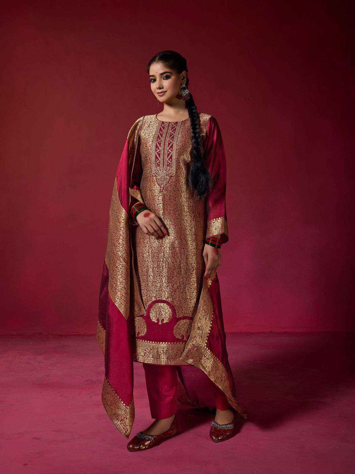 IBIZA SAKHI SILK JACQUARD EMBROIDERY DESIGNER SUIT ( 4 PCS CATALOG )