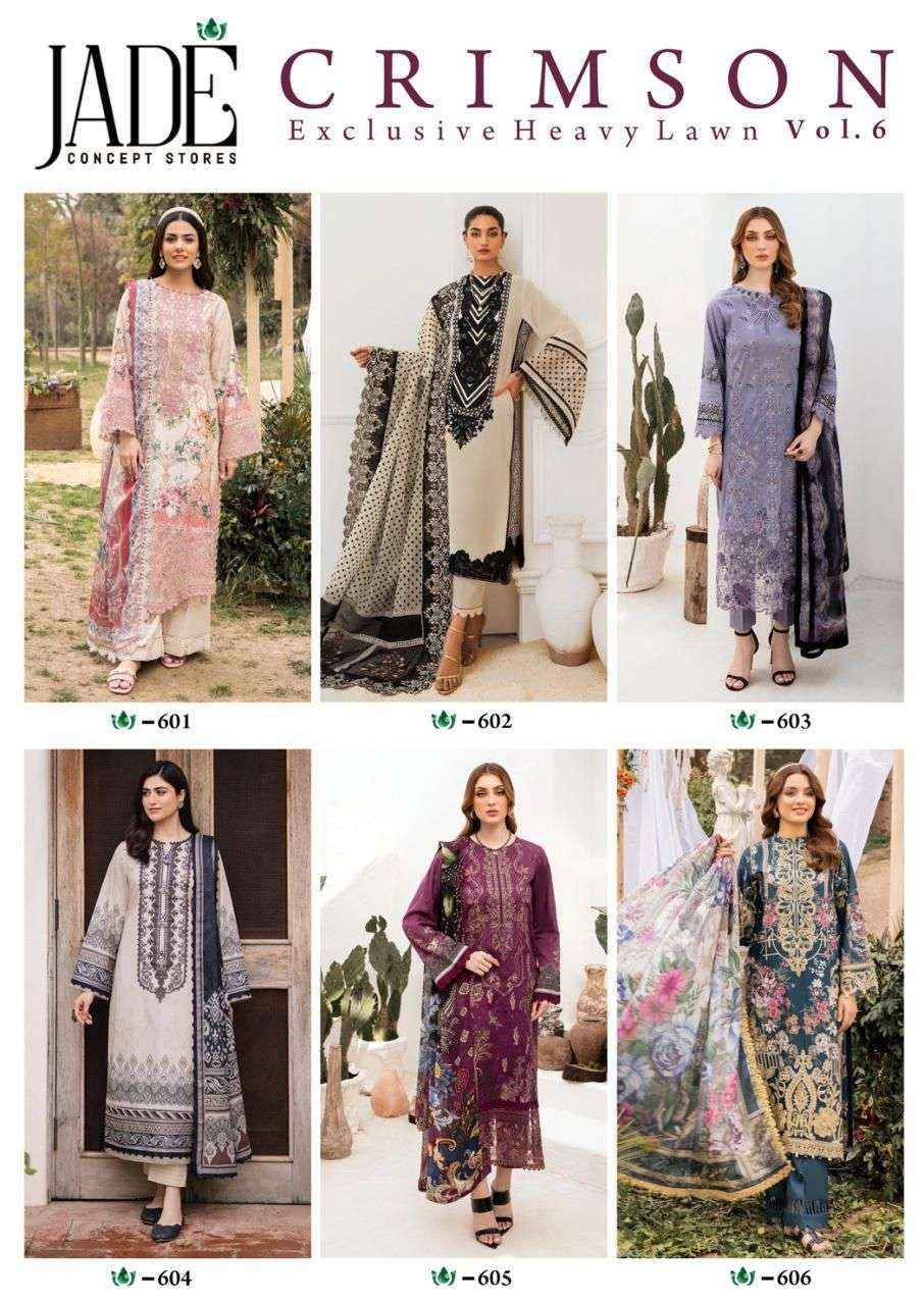 JADE CRIMSON EXCLUSIVE HEAVY LAWN COLLECTION VOL 6 COTTON SUIT ( 6 PCS CATALOG )