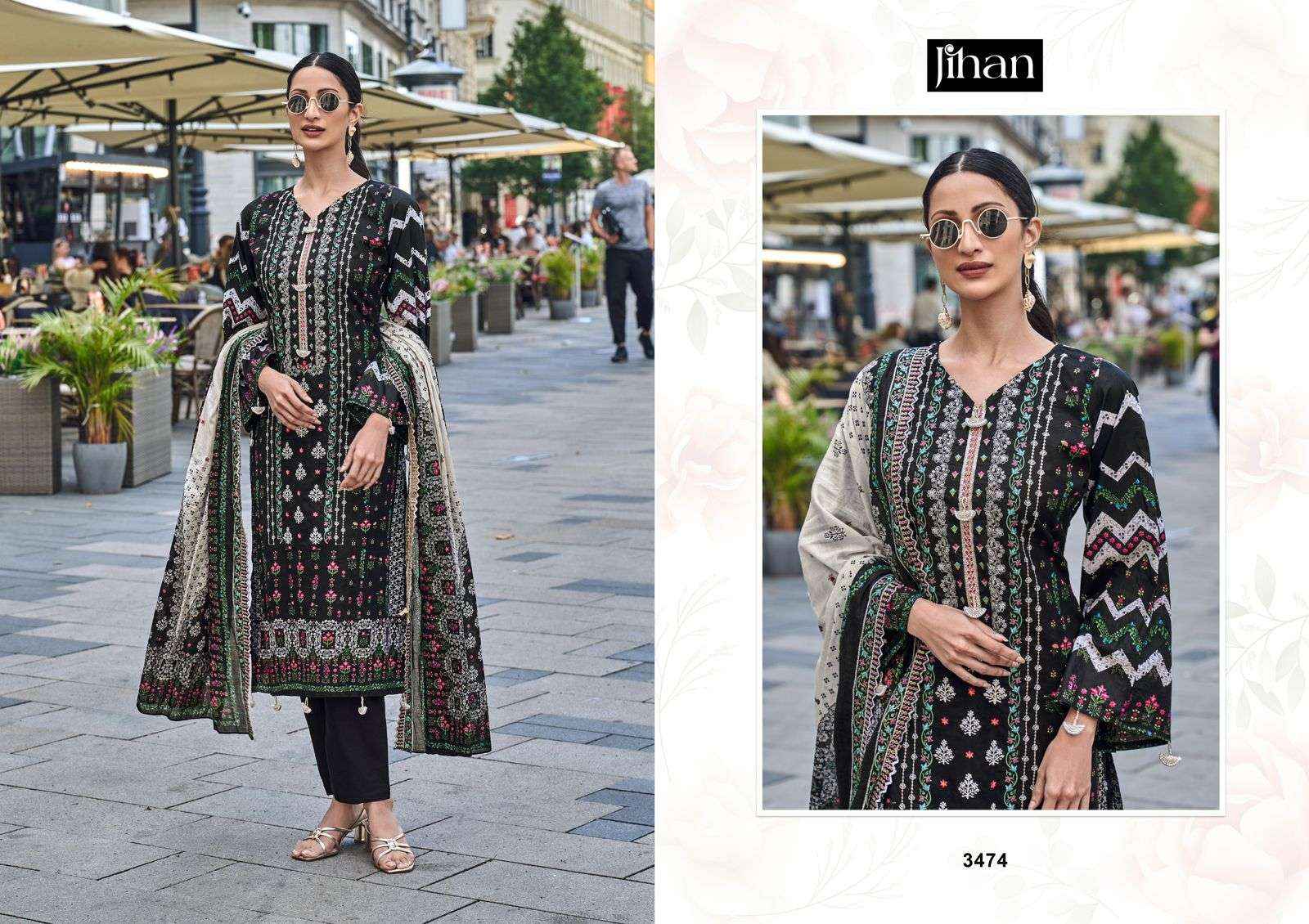 JIHAN BIN SAEEDLAWN COLLECTION VOL 1 LAWN COTTON SALWAR KAMEEZ ( 4 pcs catalog )