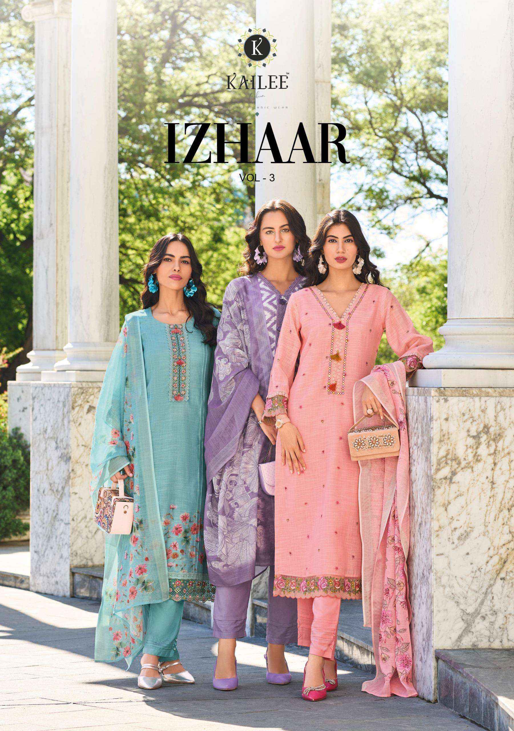 KAILEE FASHION IZHAAR VOL 3 LINEN DESIGNER READY MADE SUIT ( 6 PCS CATALOG )