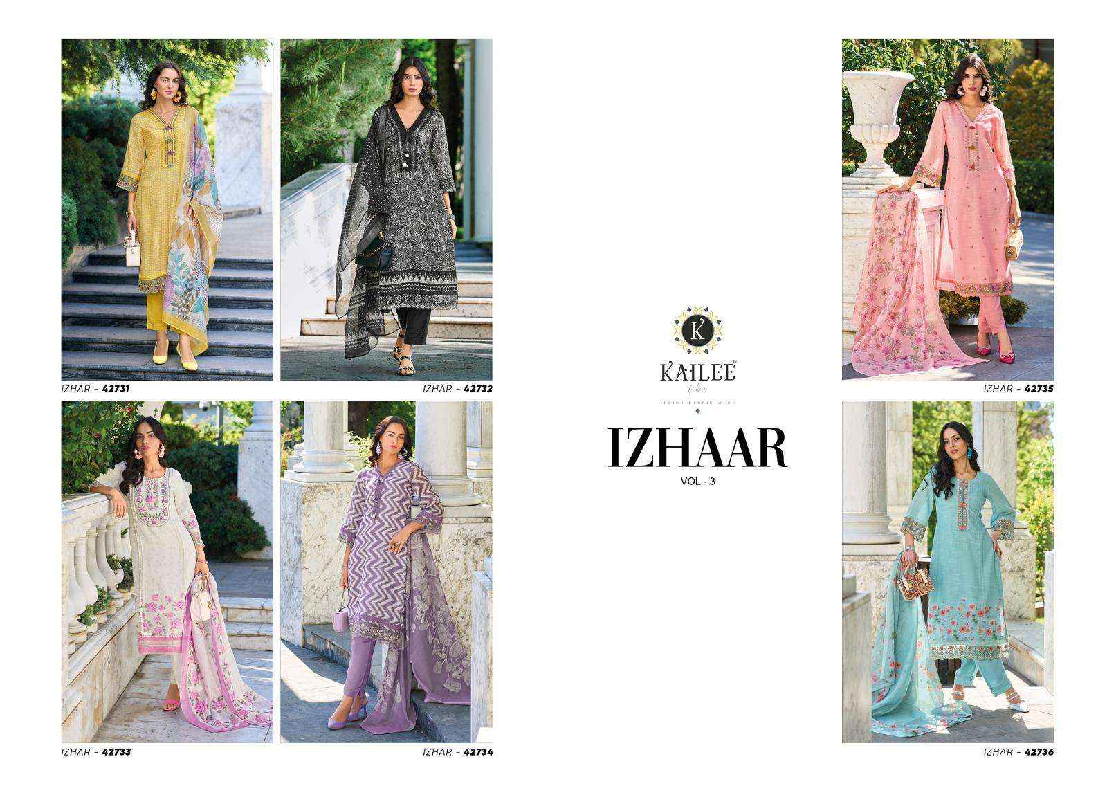 KAILEE FASHION IZHAAR VOL 3 LINEN DESIGNER READY MADE SUIT ( 6 PCS CATALOG )