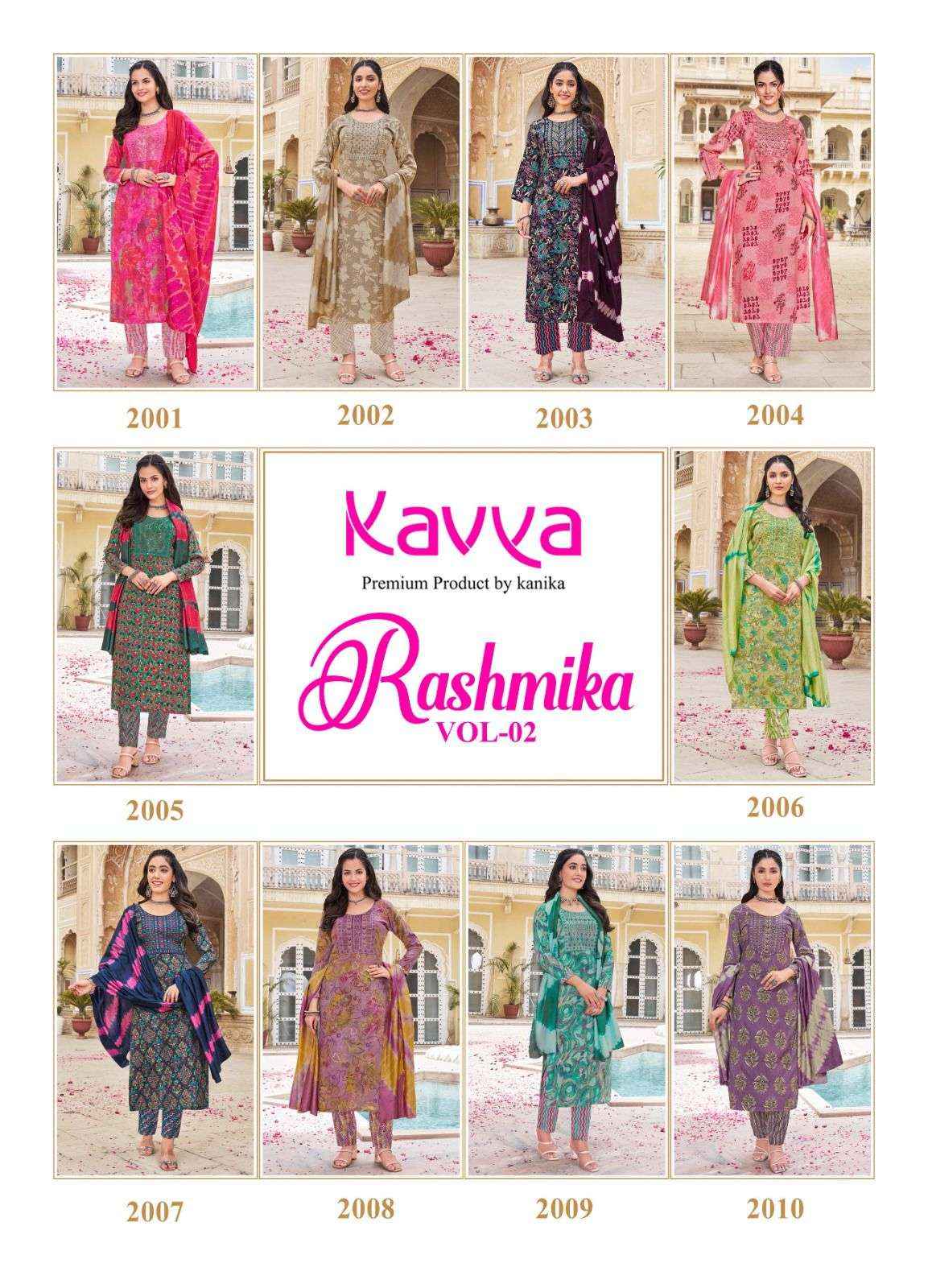 KAVYA RASHMIKA VOL 2 RAYON DESIGNER STRAIGHT CUT KURTI COMBO SET ( 10 PCS CATALOG )