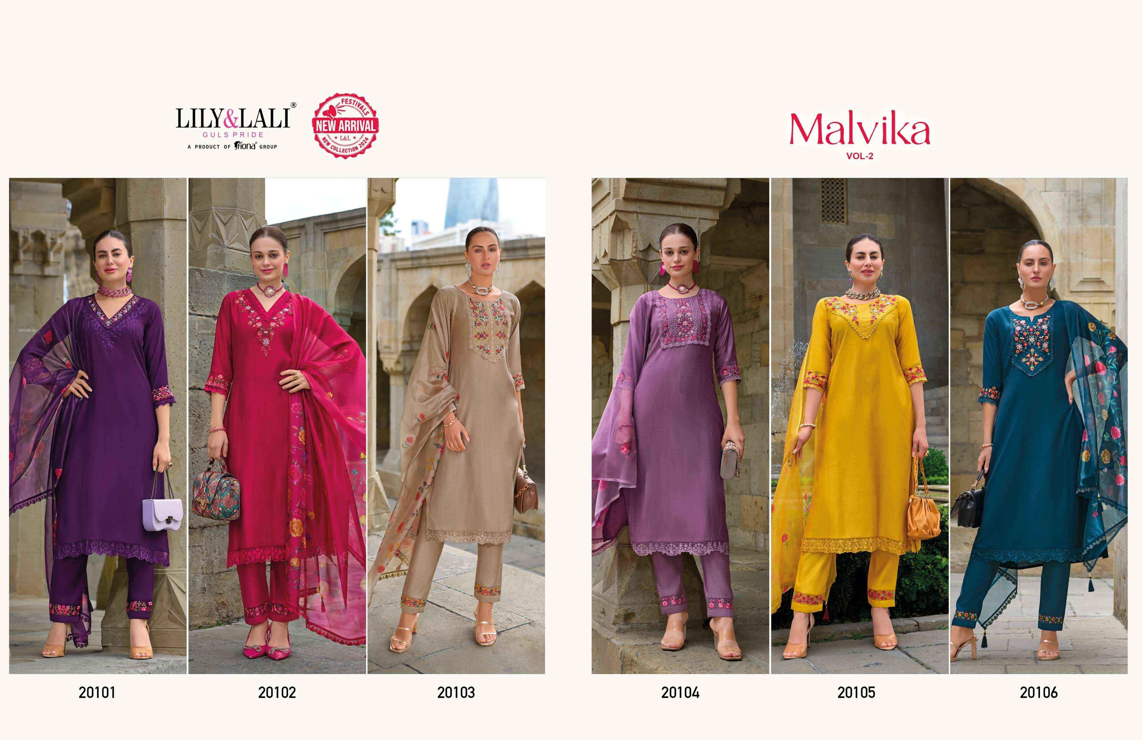 LILY AND LALI MALVIKA VOL 2 VISCOSE READYMADE SUITS COMBO ( 6 PCS CATALOG )