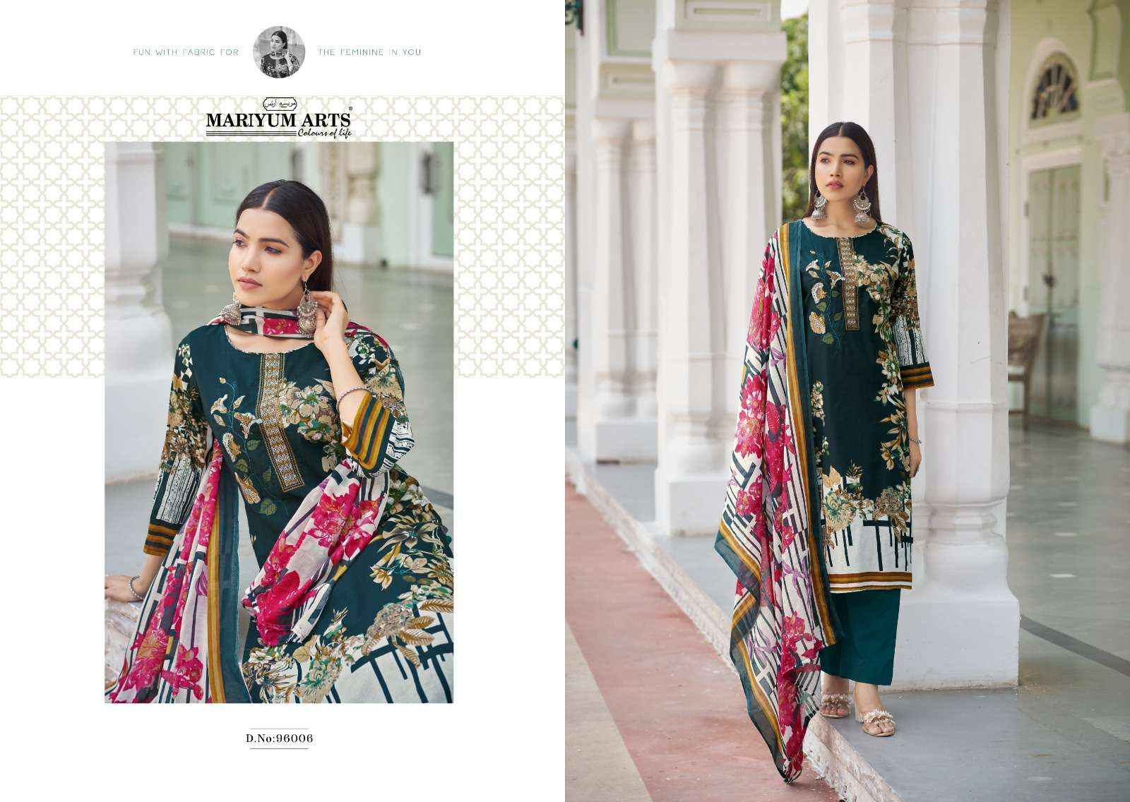 MARIYUM ARTS MAHFOOZHAH CAMBRIC COTTON LADIES SUITS ( 6 PCS CATALOG )