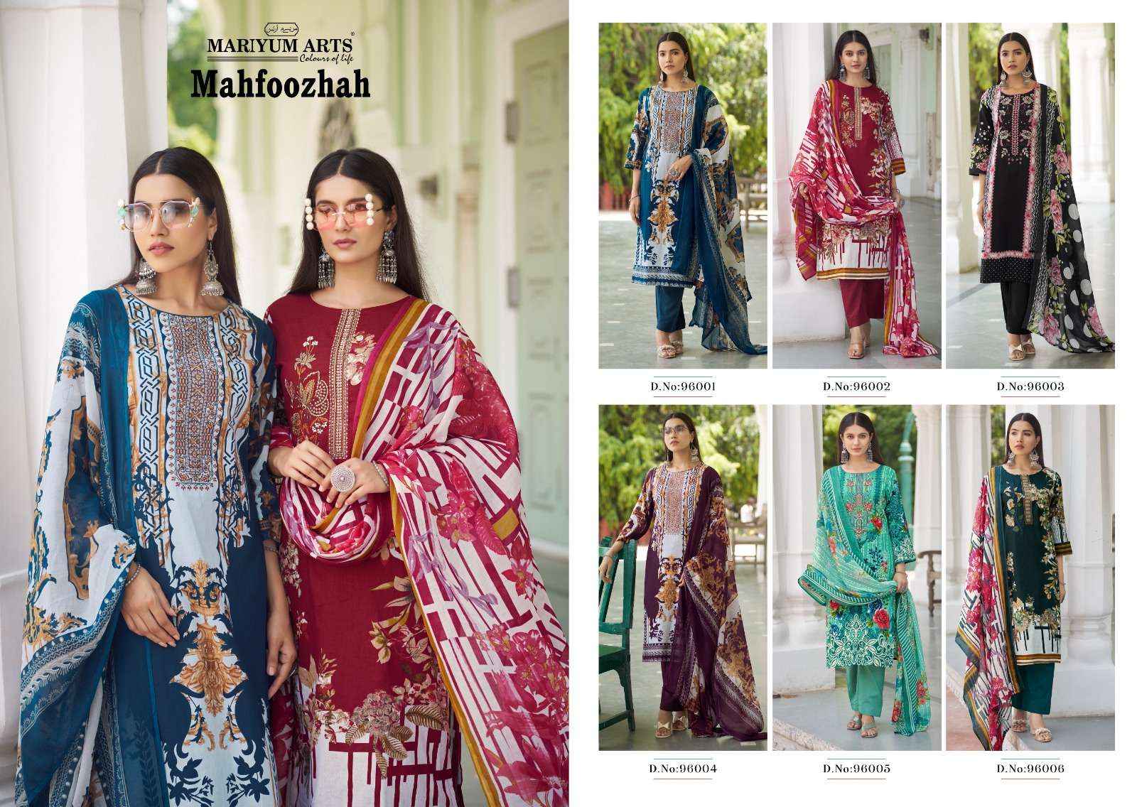 MARIYUM ARTS MAHFOOZHAH CAMBRIC COTTON LADIES SUITS ( 6 PCS CATALOG )