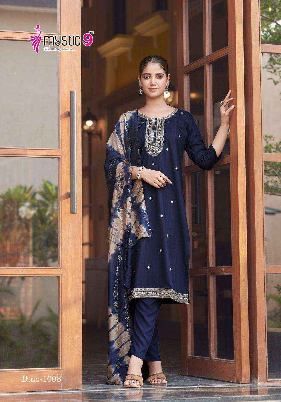 MYSTIC 9 DOLLY VOL 1 RAYON FANCY WORK KURTI COMBO SET ( 8 PCS CATALOG )