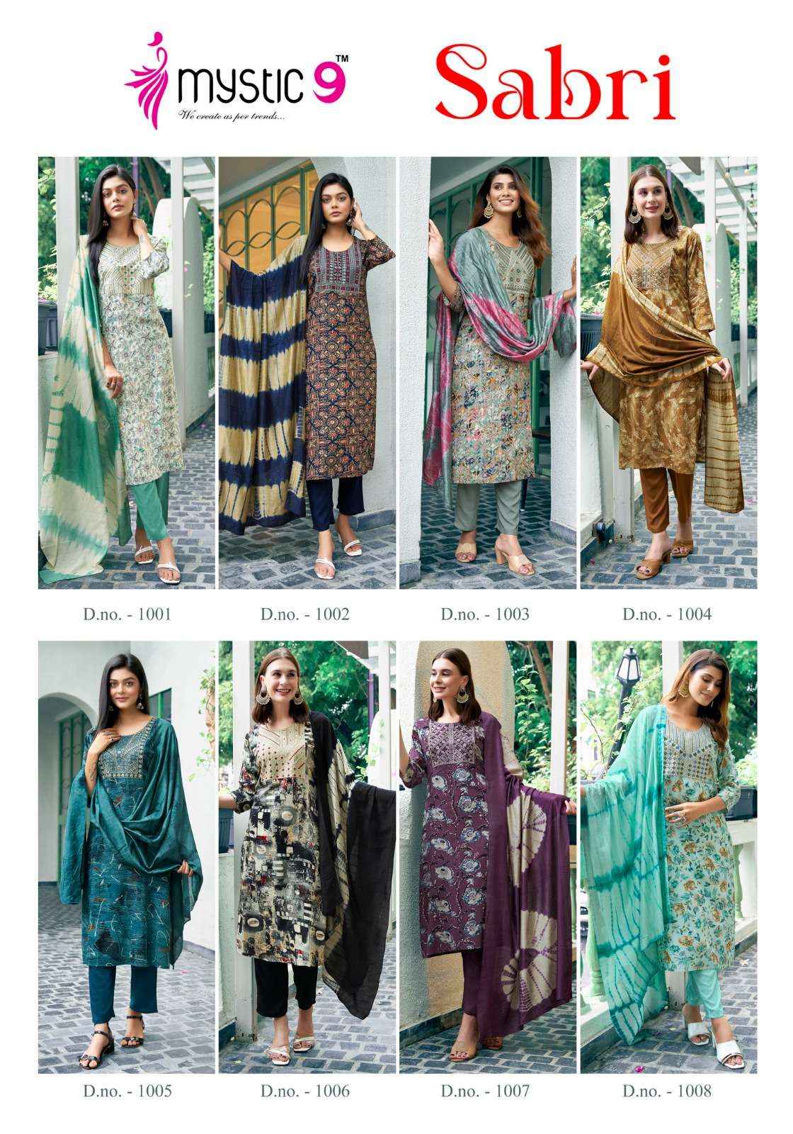 MYSTIC 9 SABRI VOL 1 RAYON FOIL PRINT STRAIGHT CUT KURTI COMBO SET ( 8 PCS CATALOG )