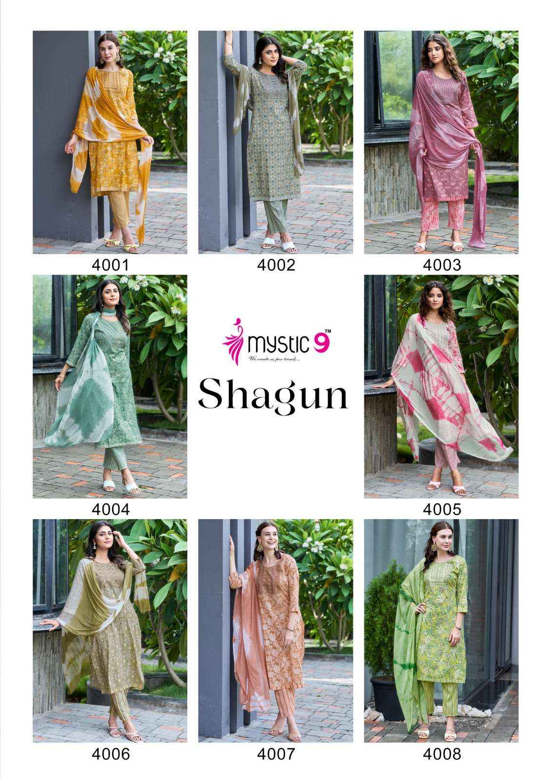 MYSTIC 9 SHAGUN VOL 4 RAYON FOIL PRINT LADIES KURTI COMBO SET ( 8 PCS CATALOG )