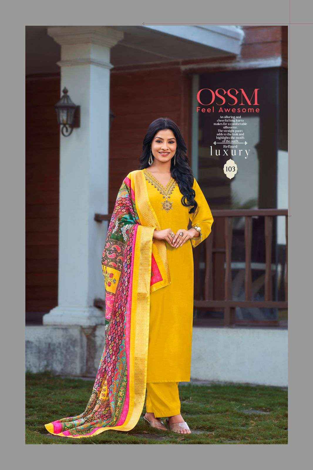 OSSM NOORIE VOL 3 VISCOSE SILK EMBROIDERY WORK KURTI COMBO SET ( 6 PCS CATALOG )