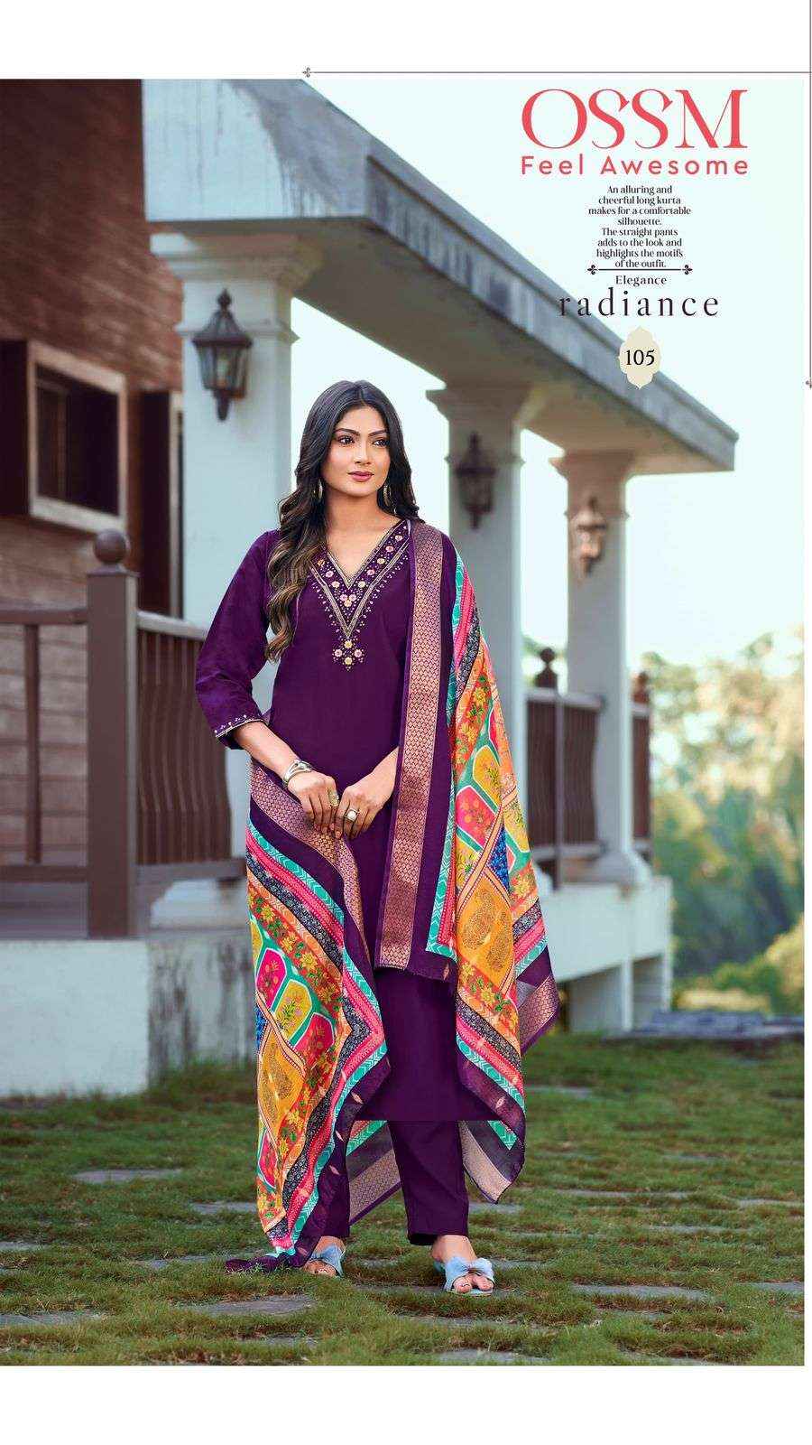 OSSM NOORIE VOL 3 VISCOSE SILK EMBROIDERY WORK KURTI COMBO SET ( 6 PCS CATALOG )