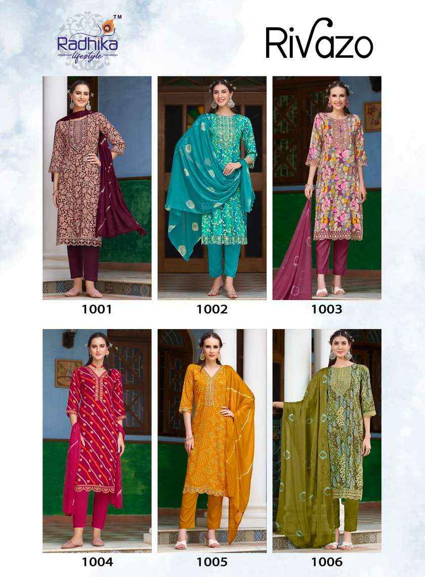 RADHIKA LIFESTYLE RIVAZO VOL 1 READYMADE DESIGNER SUITS ( 6 PCS CATALOG )