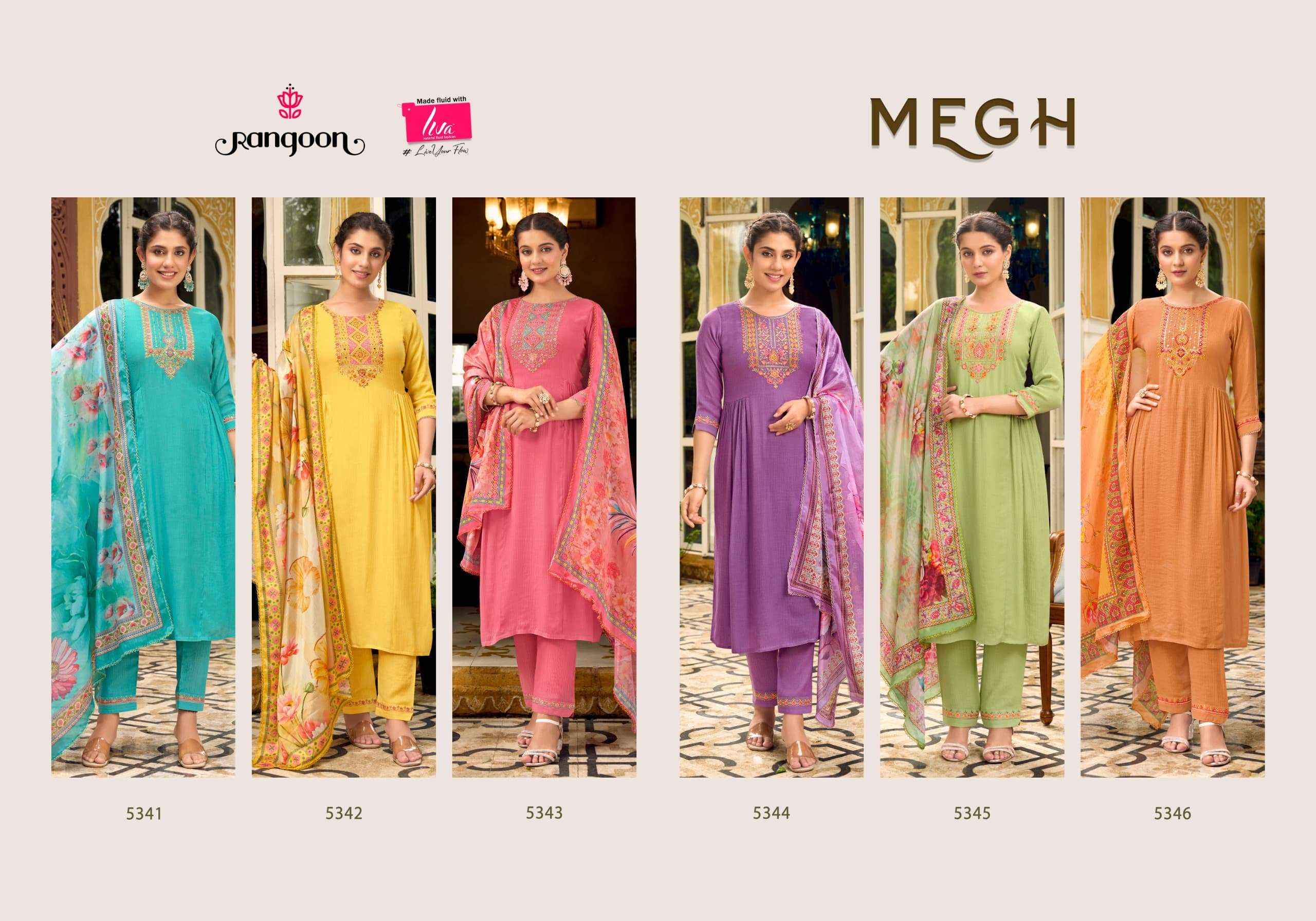 RANGOON MEGH VISCOSE DESIGNER READY MADE SUIT ( 6 PCS CATALOG )