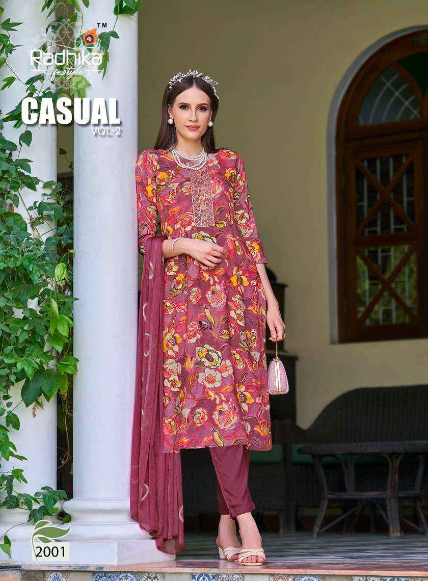 RRADHIKA LIFESTYLE CASUAL VOL 2 RAYON PRINT FANCY LADIES KURTI COMBO SET ( 6 PCS CATALOG )