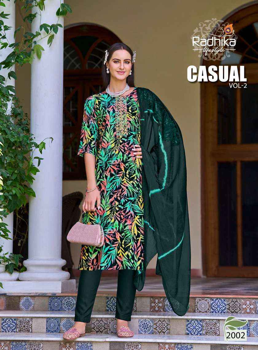 RRADHIKA LIFESTYLE CASUAL VOL 2 RAYON PRINT FANCY LADIES KURTI COMBO SET ( 6 PCS CATALOG )