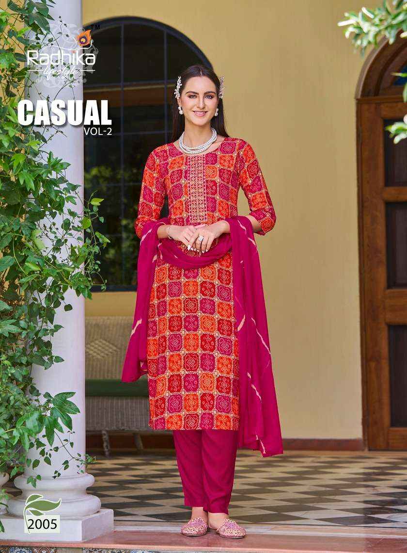 RRADHIKA LIFESTYLE CASUAL VOL 2 RAYON PRINT FANCY LADIES KURTI COMBO SET ( 6 PCS CATALOG )