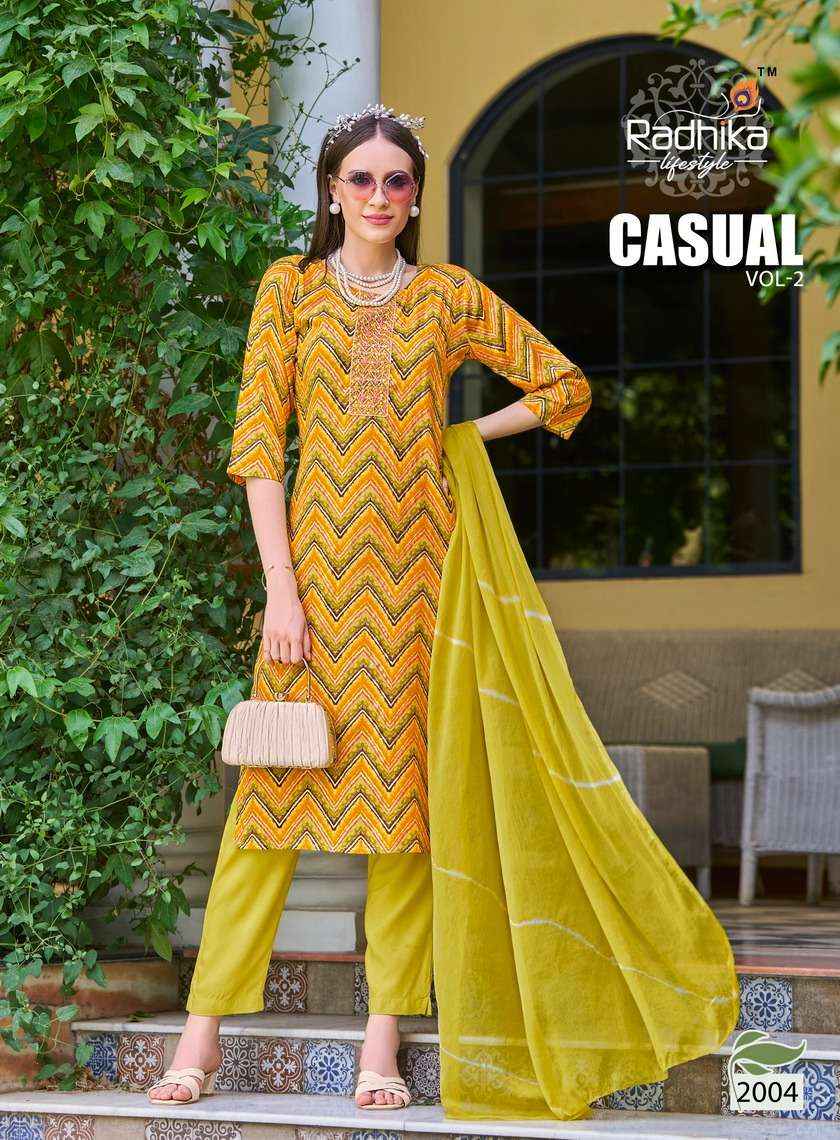 RRADHIKA LIFESTYLE CASUAL VOL 2 RAYON PRINT FANCY LADIES KURTI COMBO SET ( 6 PCS CATALOG )