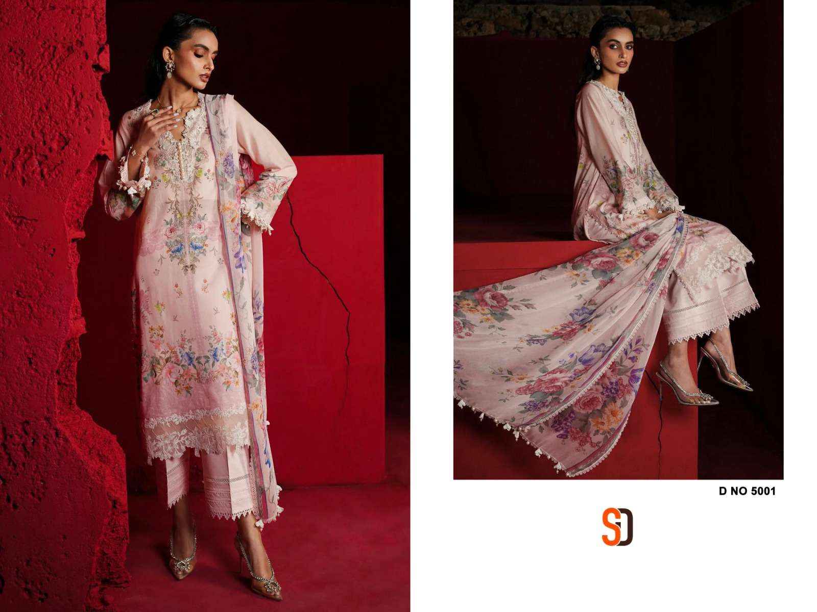 SHARADDHA DESIGNER SANA SAFINAZ VOL 5 LAWN COTTON DRESS MATERIAL ( 2 pcs set )