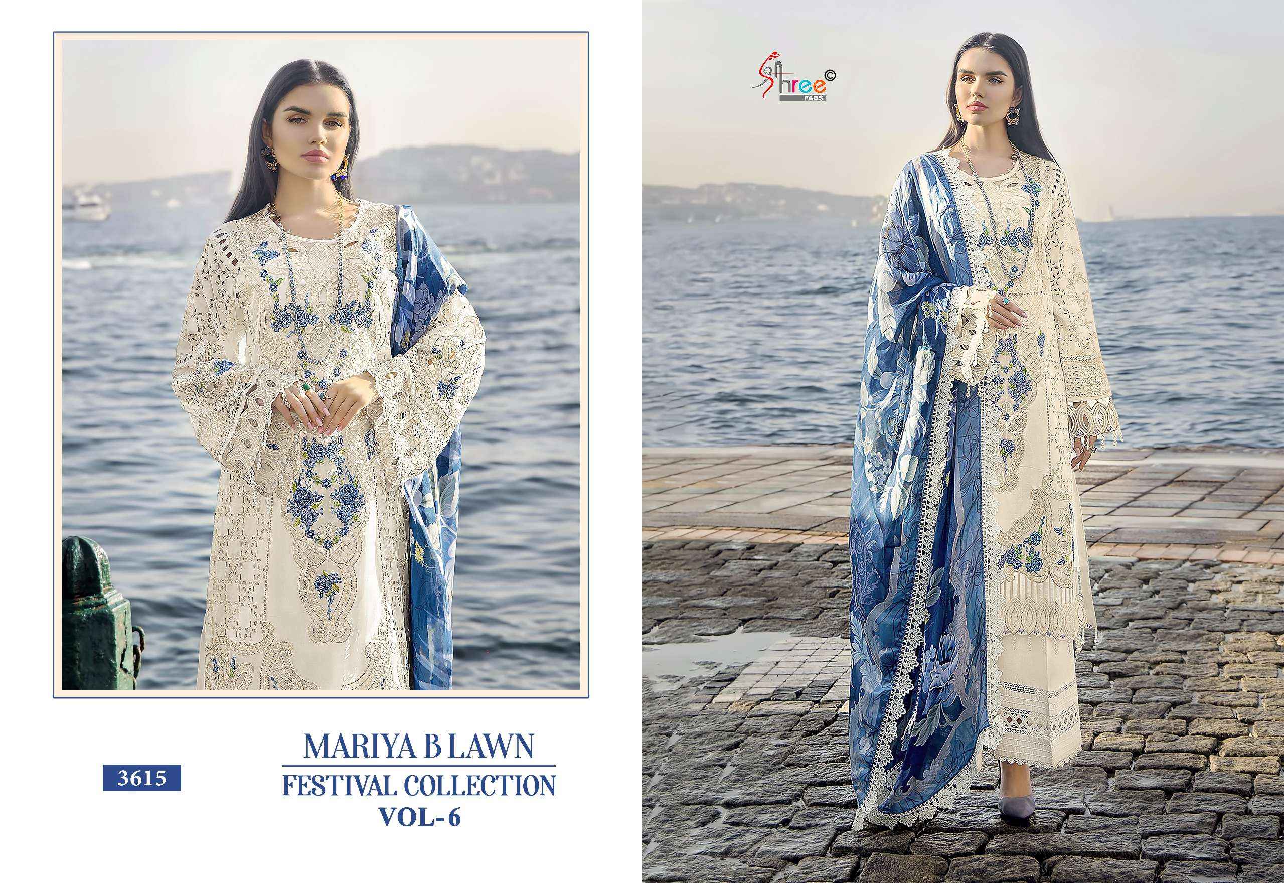 SHREE FABS MARIYA B LAWN FESTIVAL COLLECTION VOL 6 LAWN COTTON SUIT ( 4 PCS CATALOG )