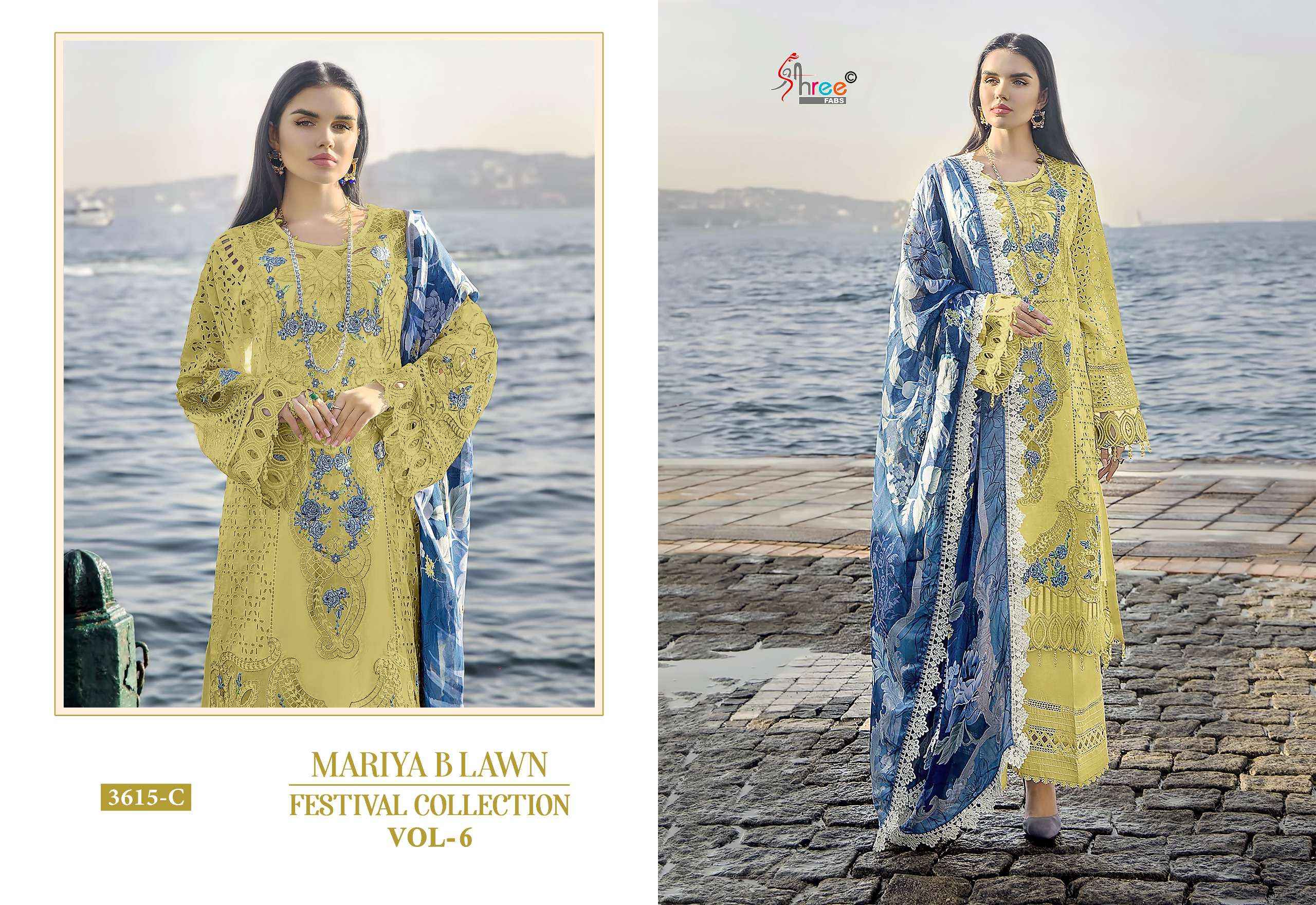 SHREE FABS MARIYA B LAWN FESTIVAL COLLECTION VOL 6 LAWN COTTON SUIT ( 4 PCS CATALOG )