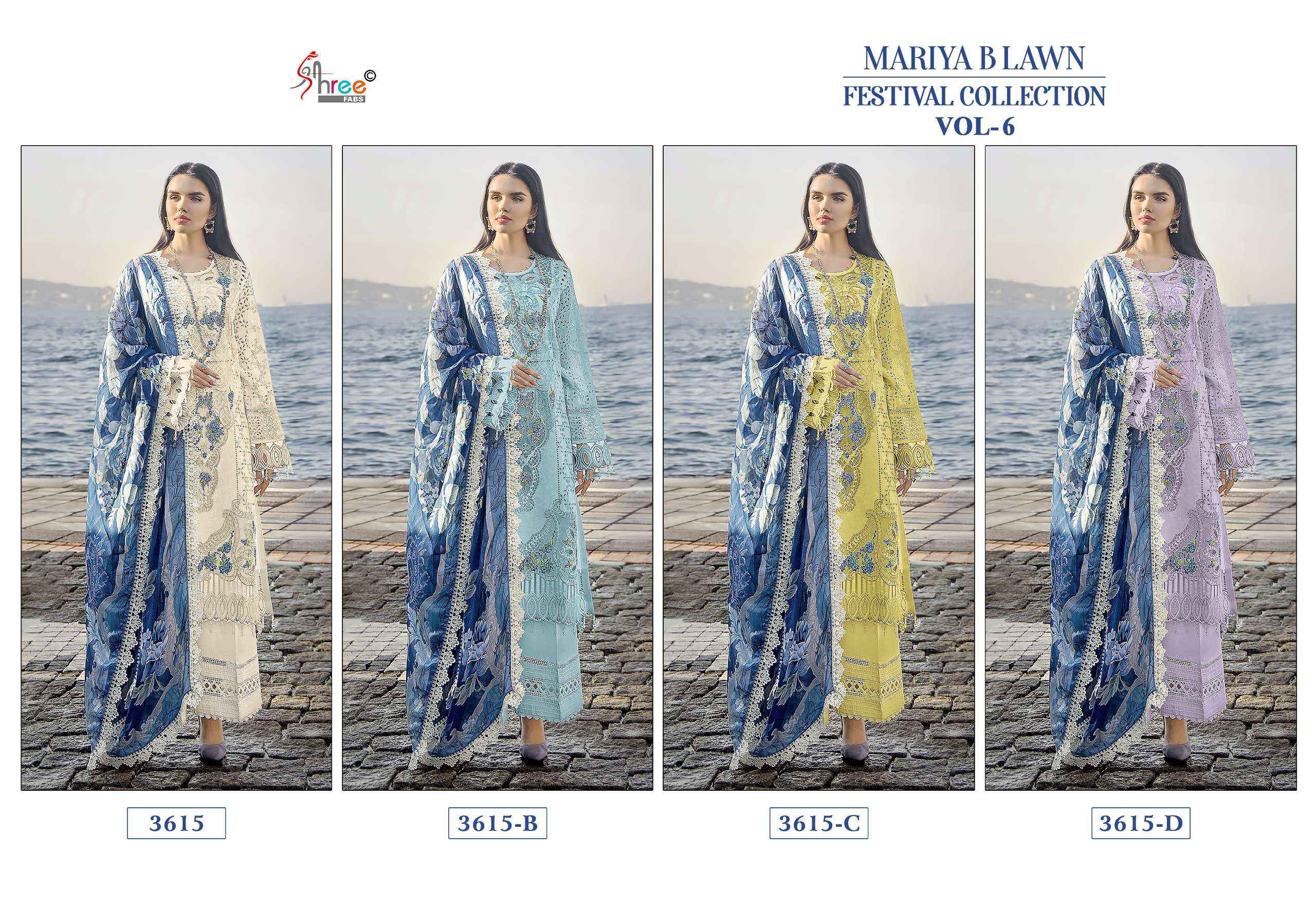 SHREE FABS MARIYA B LAWN FESTIVAL COLLECTION VOL 6 LAWN COTTON SUIT ( 4 PCS CATALOG )