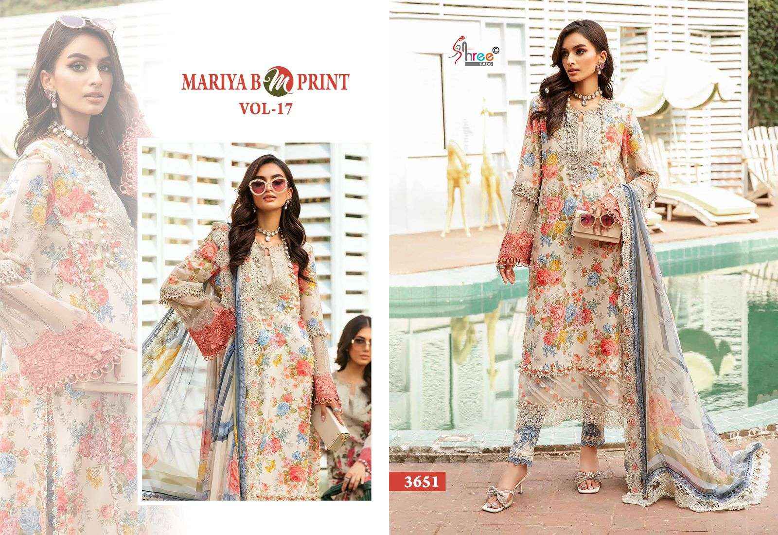 SHREE FABS MARIYA B M PRINT VOL 17 COTTON DESIGNER SUIT ( 6 PCS CATALOG )