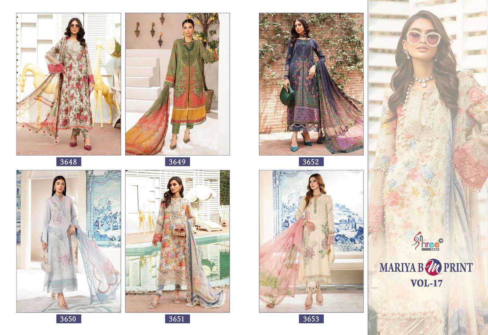 SHREE FABS MARIYA B M PRINT VOL 17 COTTON DESIGNER SUIT ( 6 PCS CATALOG )