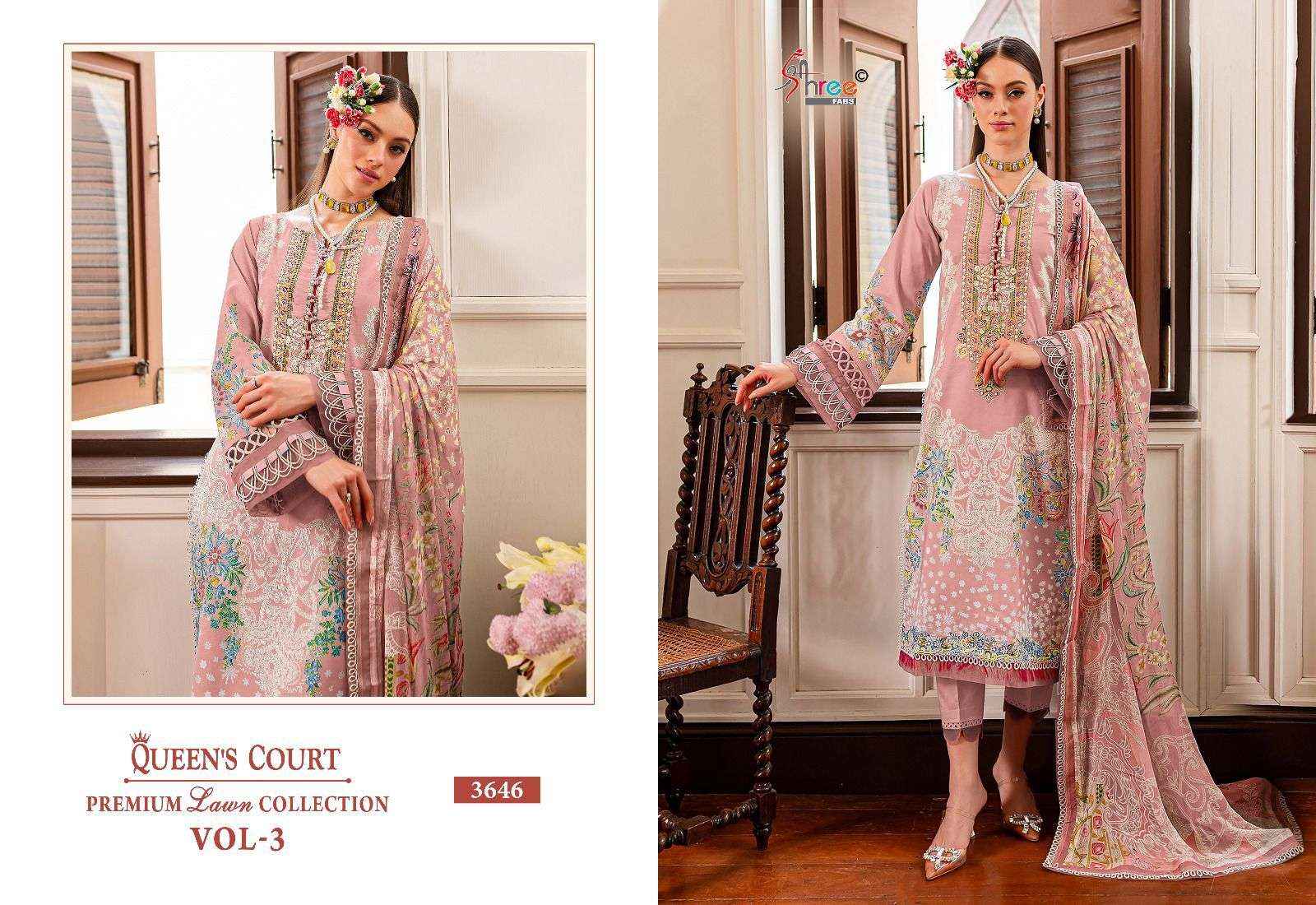 SHREE FABS QUEENS COURT PREMIUM LAWN COLLECTION VOL 3 COTTON SUIT ( 4 PCS CATALOG )