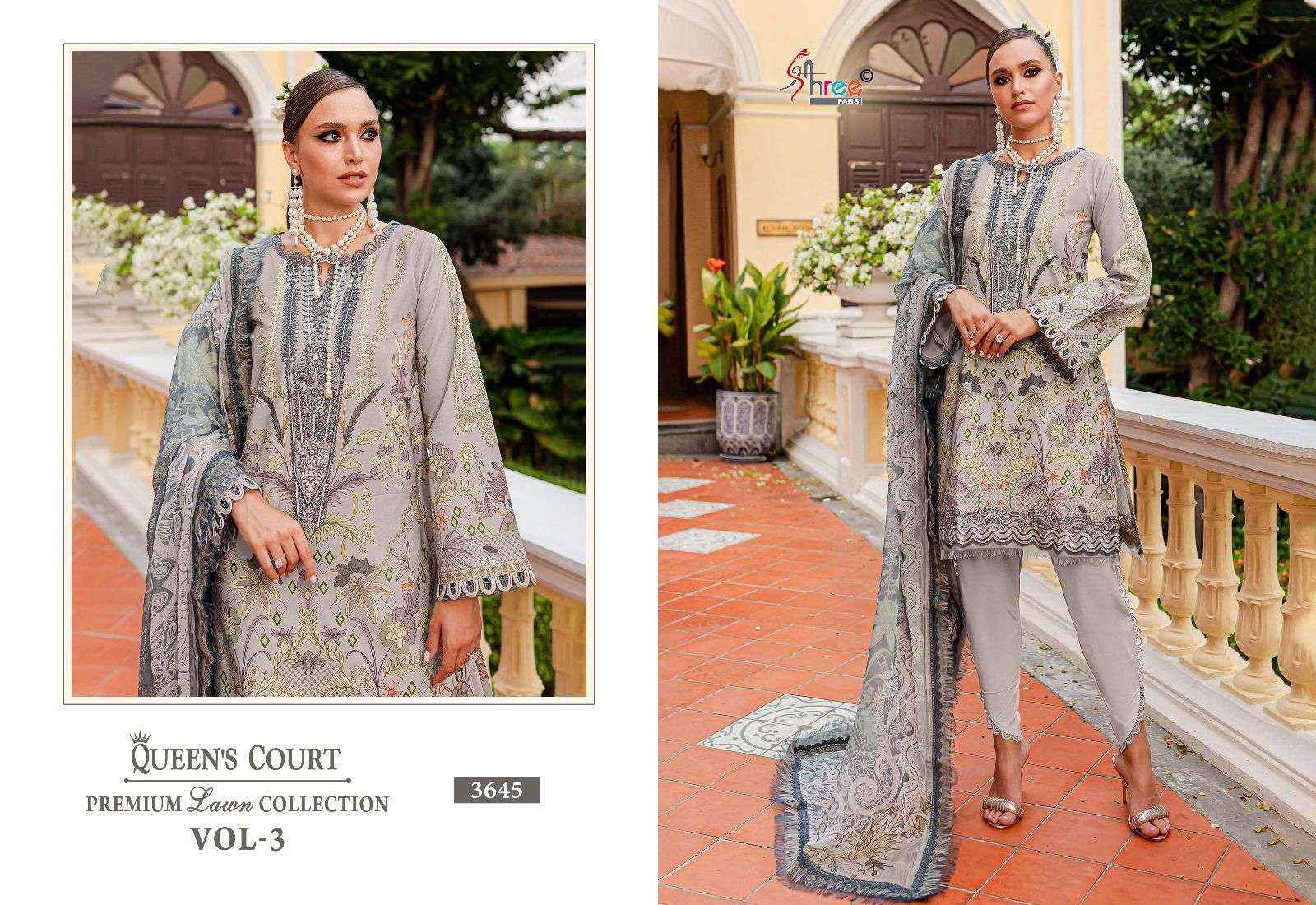 SHREE FABS QUEENS COURT PREMIUM LAWN COLLECTION VOL 3 COTTON SUIT ( 4 PCS CATALOG )