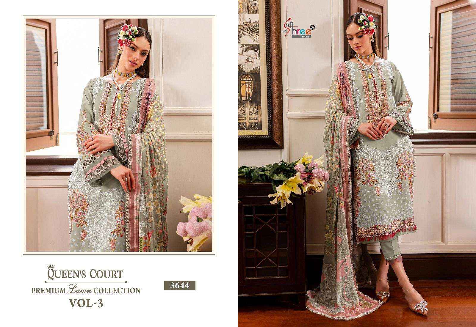 SHREE FABS QUEENS COURT PREMIUM LAWN COLLECTION VOL 3 COTTON SUIT ( 4 PCS CATALOG )