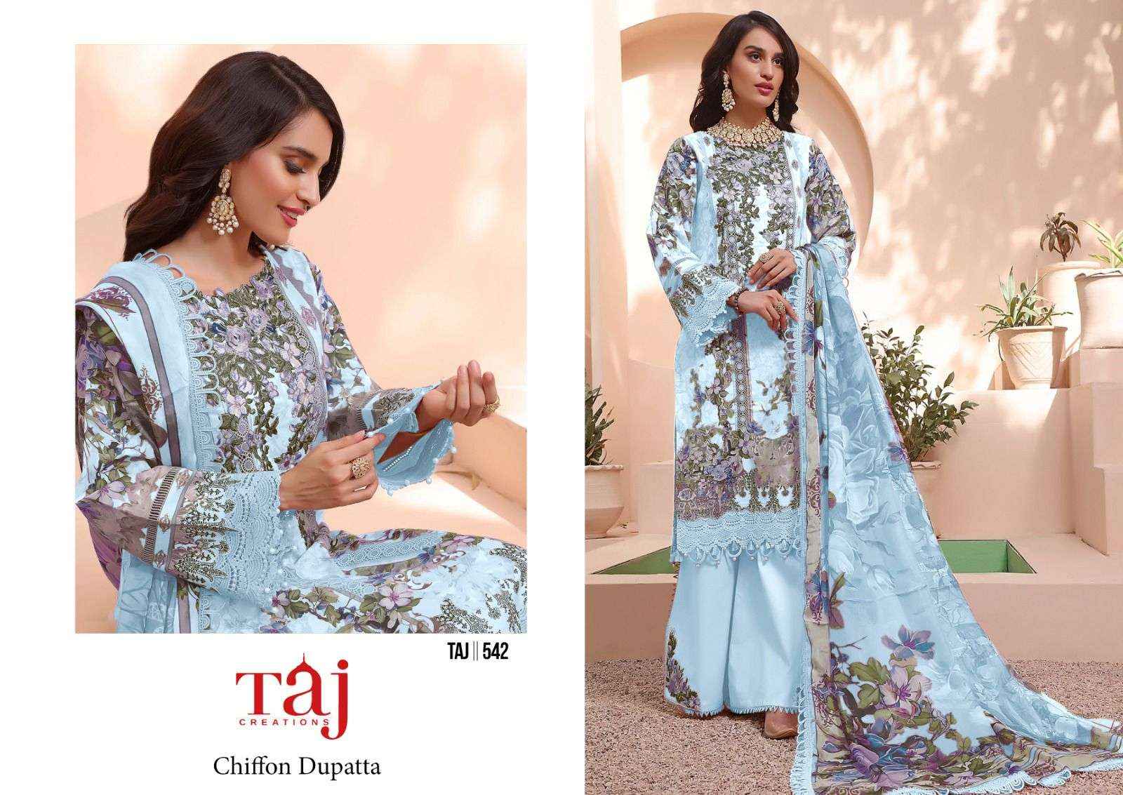 TAJ CREATION FIRDOUS QUEENS COURT COTTON PAKISTANI SUITS ( 4 PCS CATALOG )