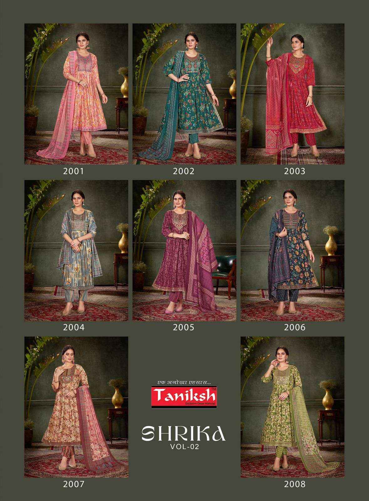 TANIKSH SHRIKA VOL 2 FANCY NAIRA CUT PATTERN KURTI COMBO SET ( 8 PCS CATALOG )