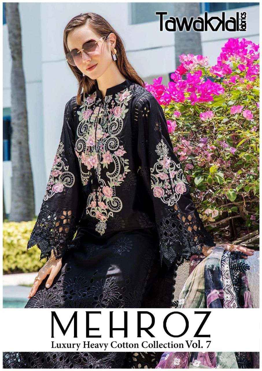 TAWAKKAL FABRICS MEHROZ LUXURY HEAVY COTTON COLLECTION VOL 7 PAKISTANI SUITS ( 10 PCS CATALOG )