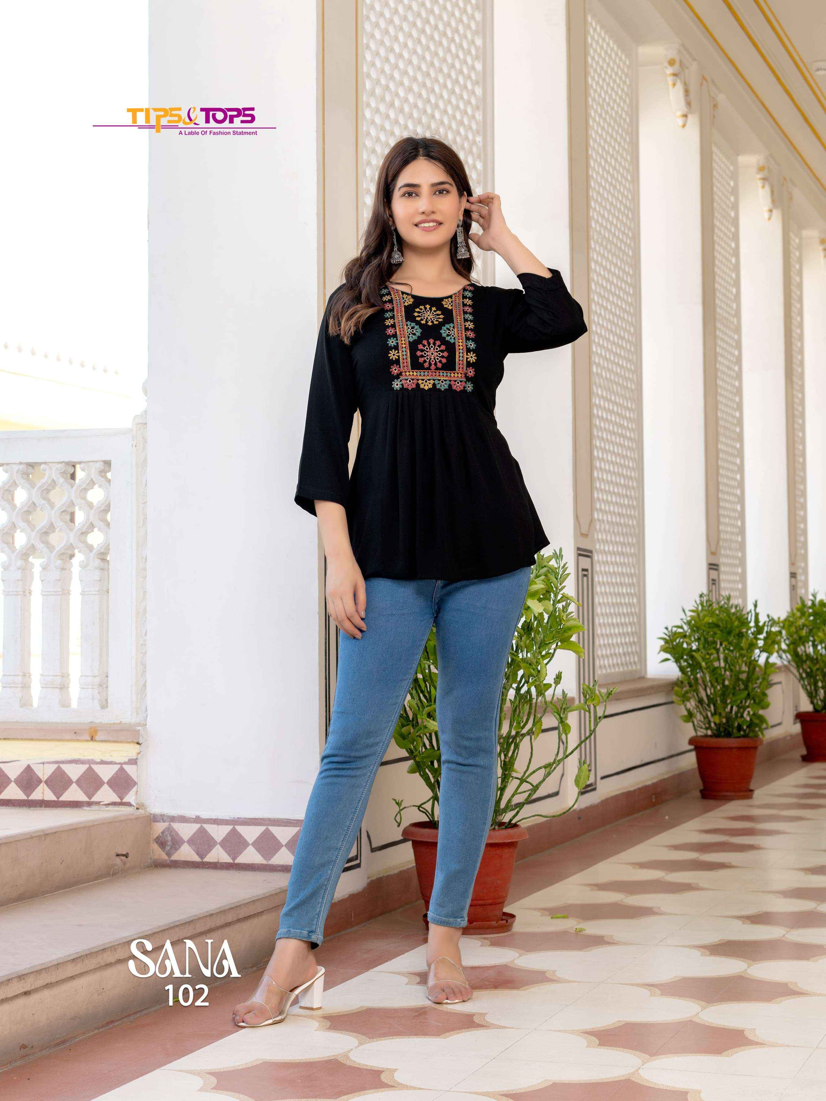 TIPS AND TOPS SANA VOL 3 RAYON FANCY WESTERN WEAR LADIES TOP ( 8 PCS CATALOG )