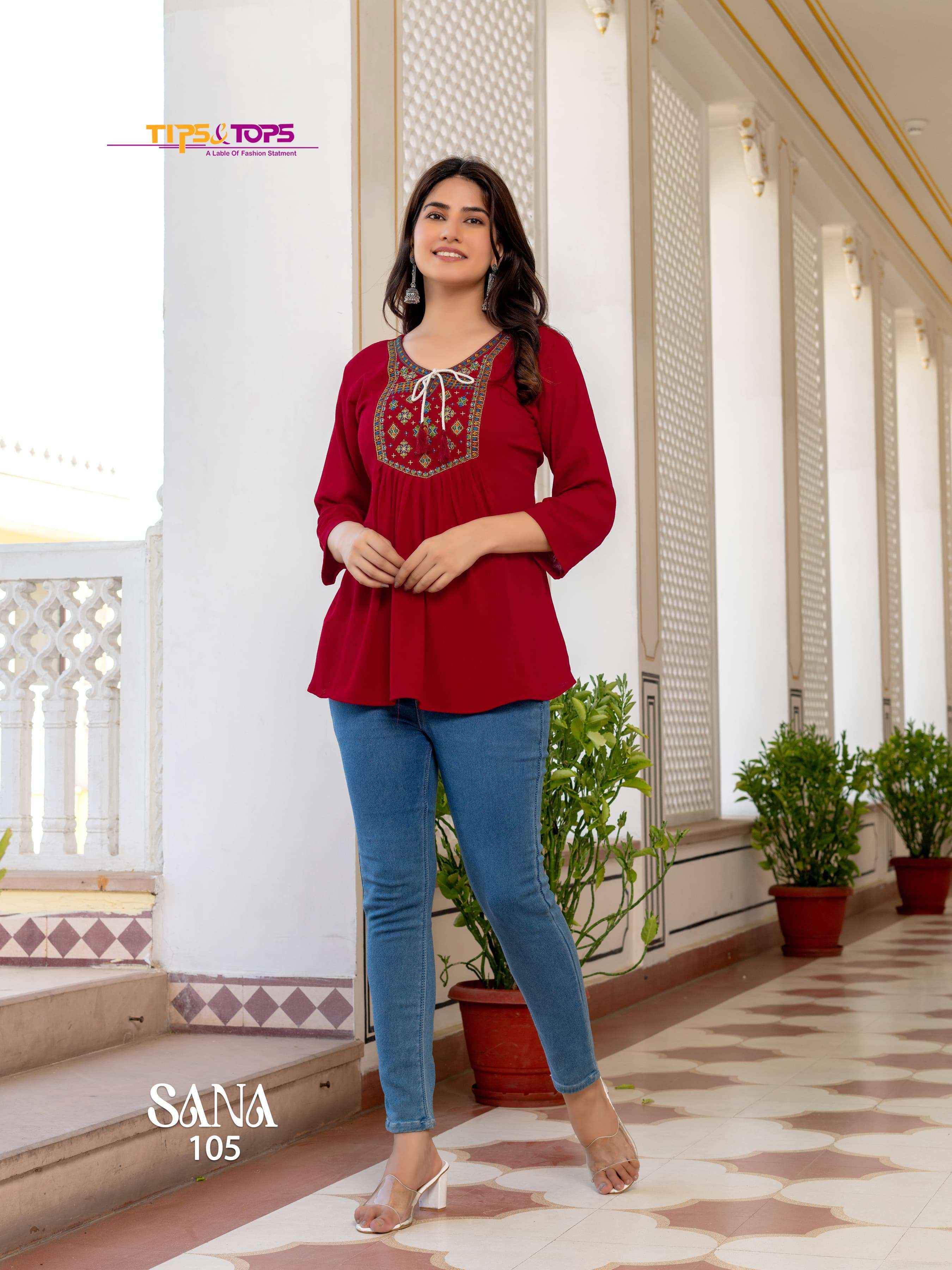 TIPS AND TOPS SANA VOL 3 RAYON FANCY WESTERN WEAR LADIES TOP ( 8 PCS CATALOG )