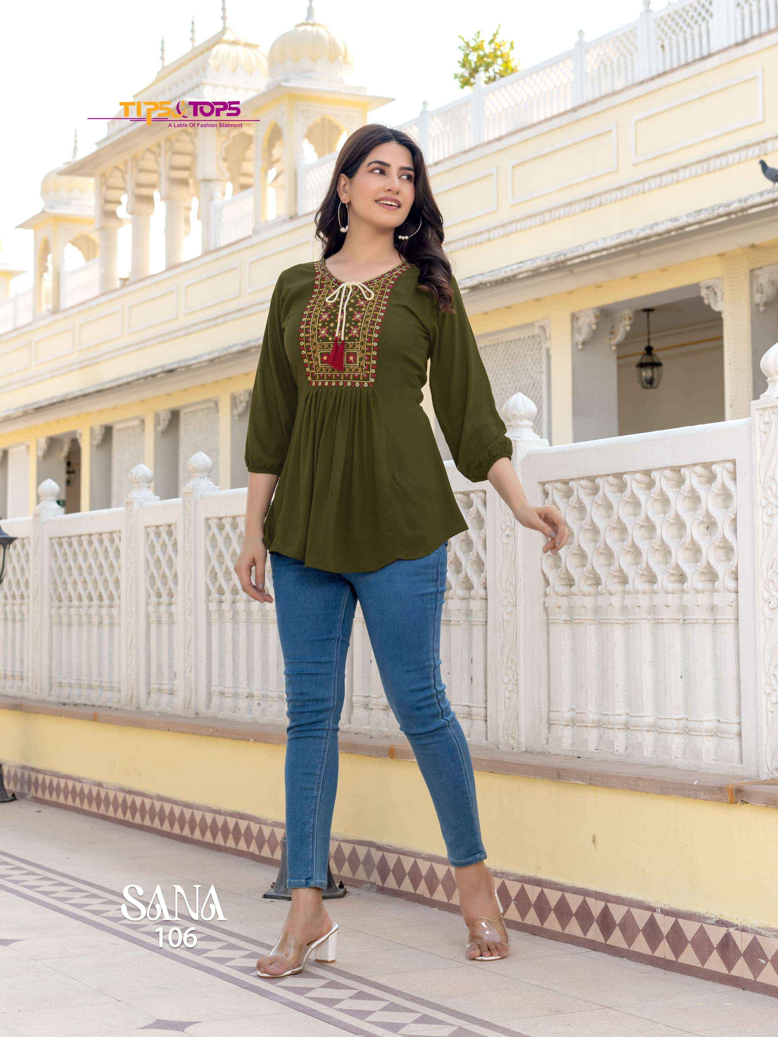 TIPS AND TOPS SANA VOL 3 RAYON FANCY WESTERN WEAR LADIES TOP ( 8 PCS CATALOG )