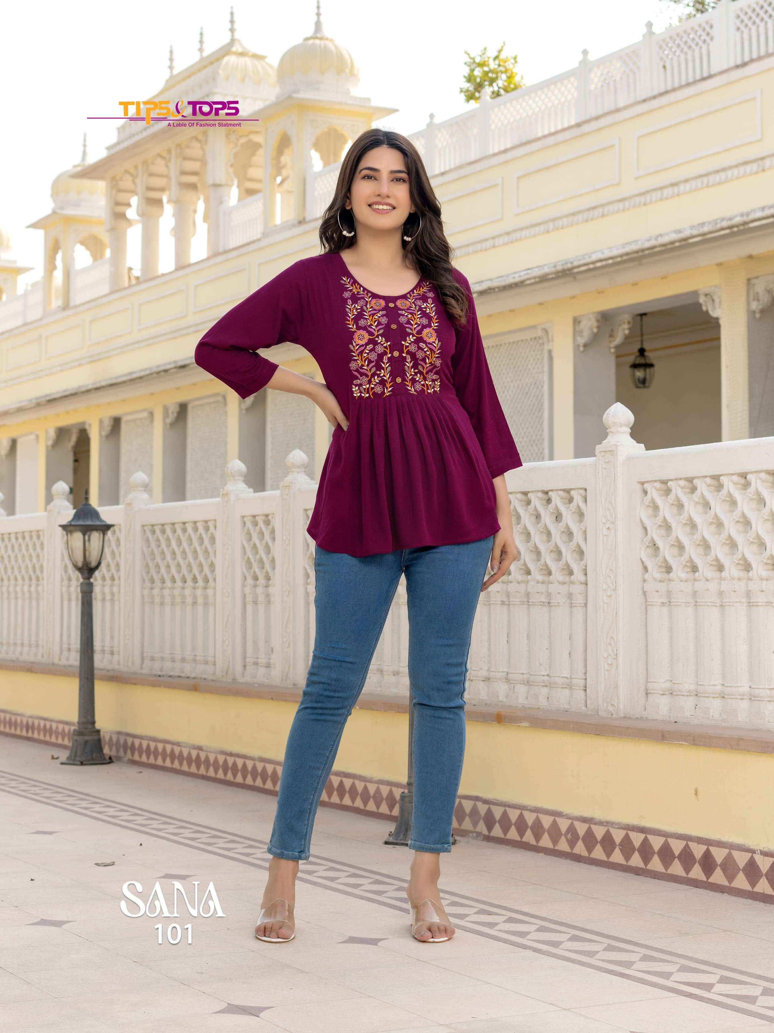 TIPS AND TOPS SANA VOL 3 RAYON FANCY WESTERN WEAR LADIES TOP ( 8 PCS CATALOG )