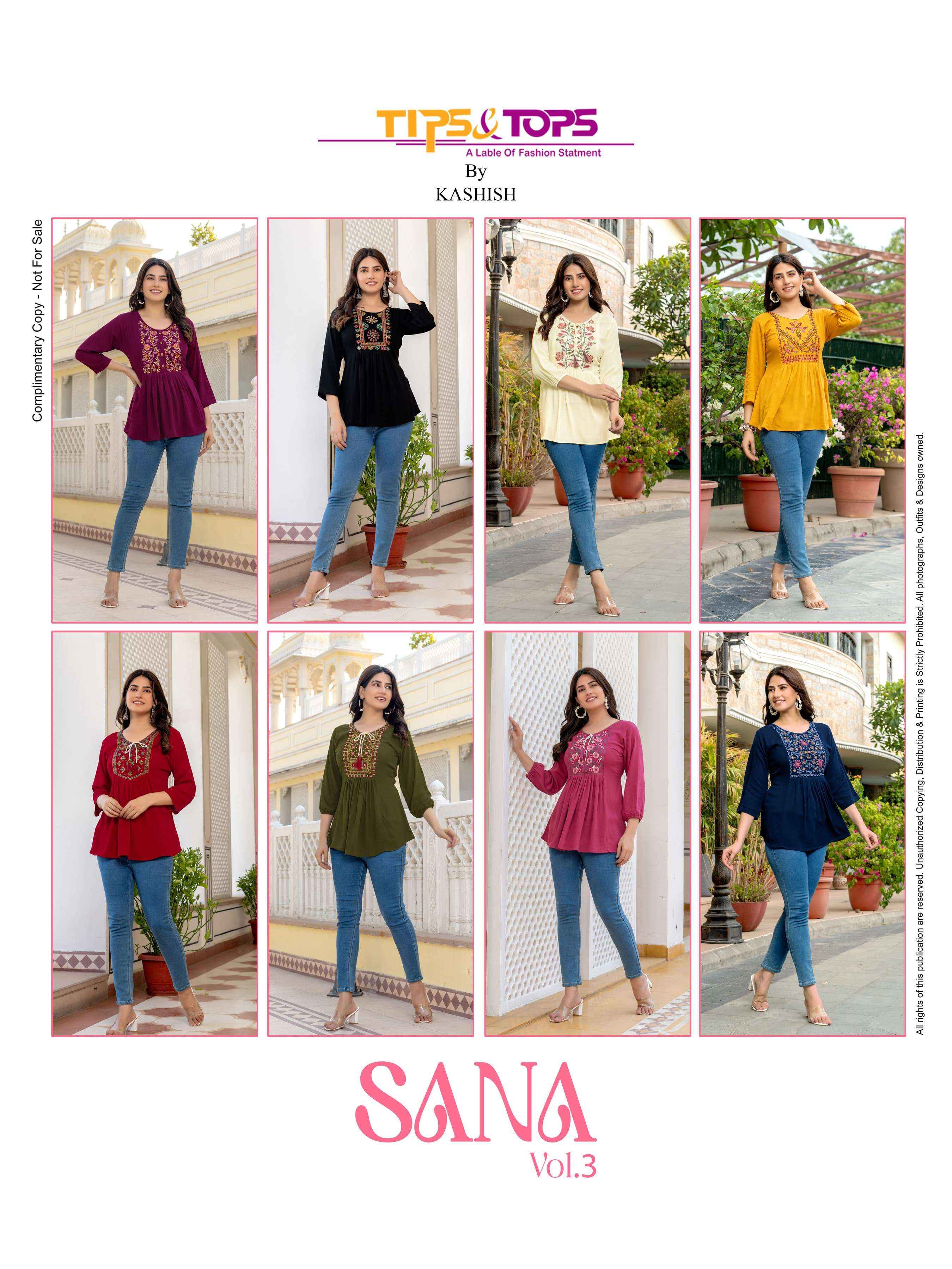 TIPS AND TOPS SANA VOL 3 RAYON FANCY WESTERN WEAR LADIES TOP ( 8 PCS CATALOG )