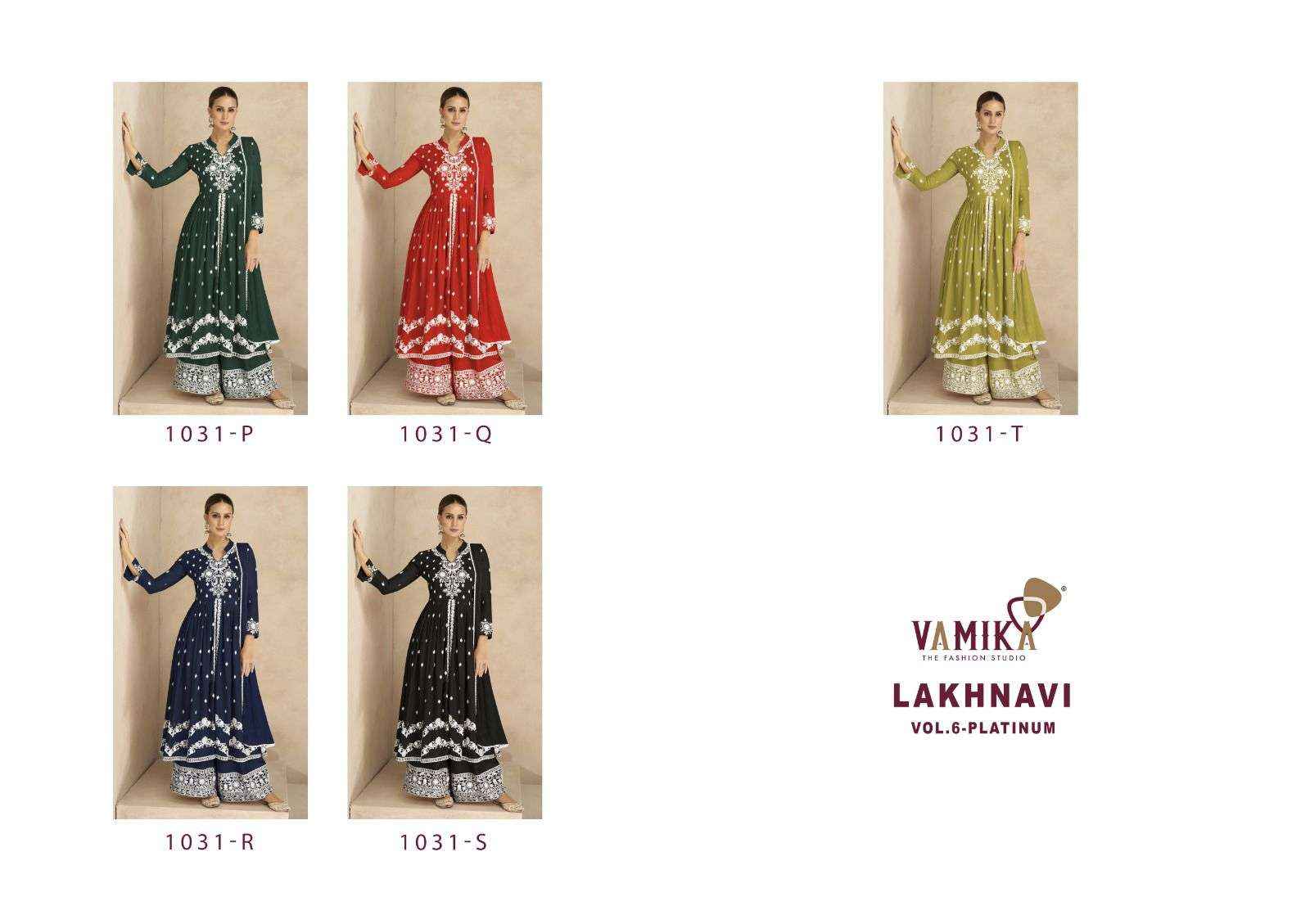 VAMIKA LAKHNAVI VOL 6 PLATINUM HEAVY DESIGNER PARTY WEAR SUIT ( 5 PCS  CATALOG )