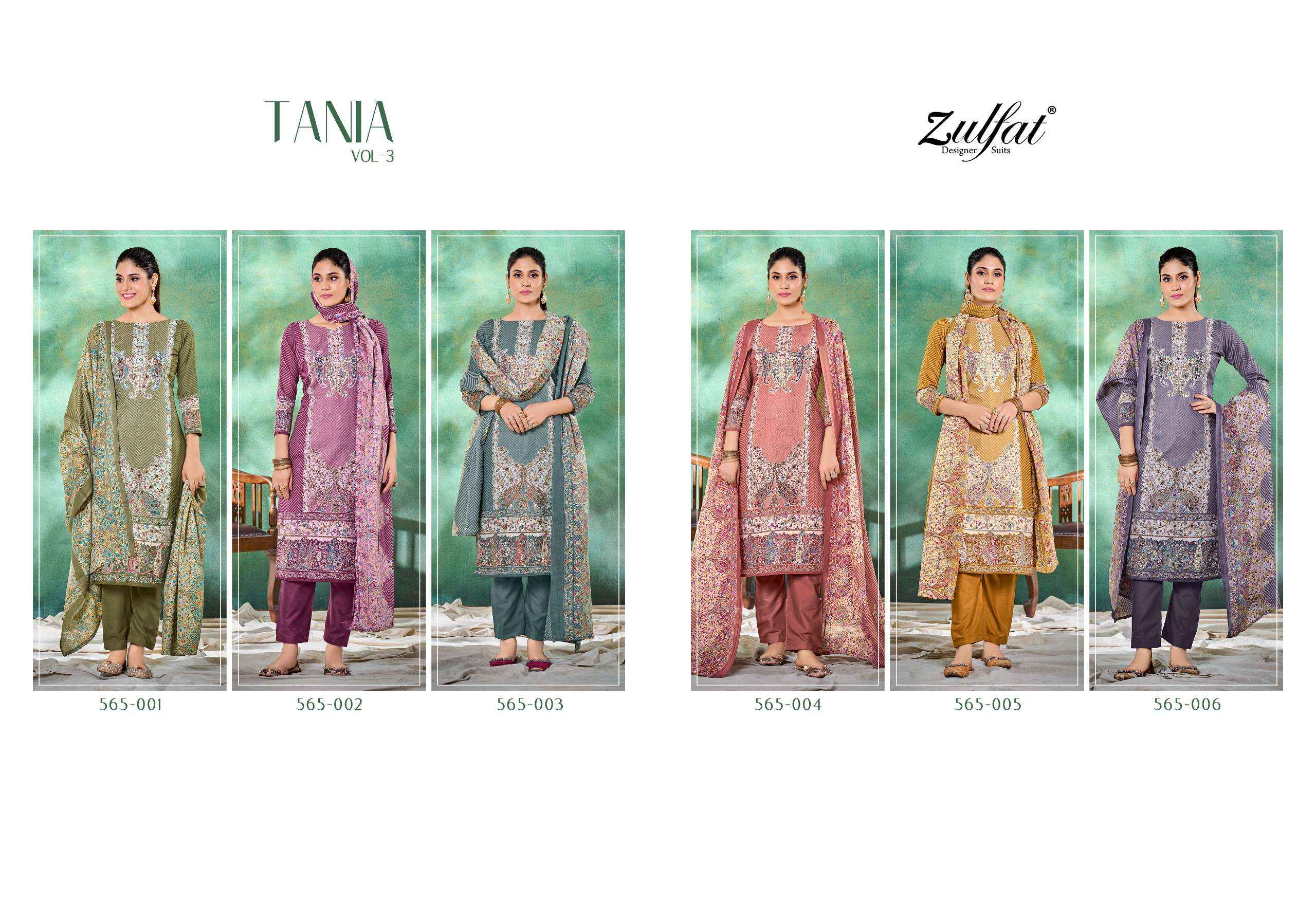 ZULFAT DESIGNER TANIA VOL 3 COTTON DRESS MATERIAL ( 6 PCS CATALOG )