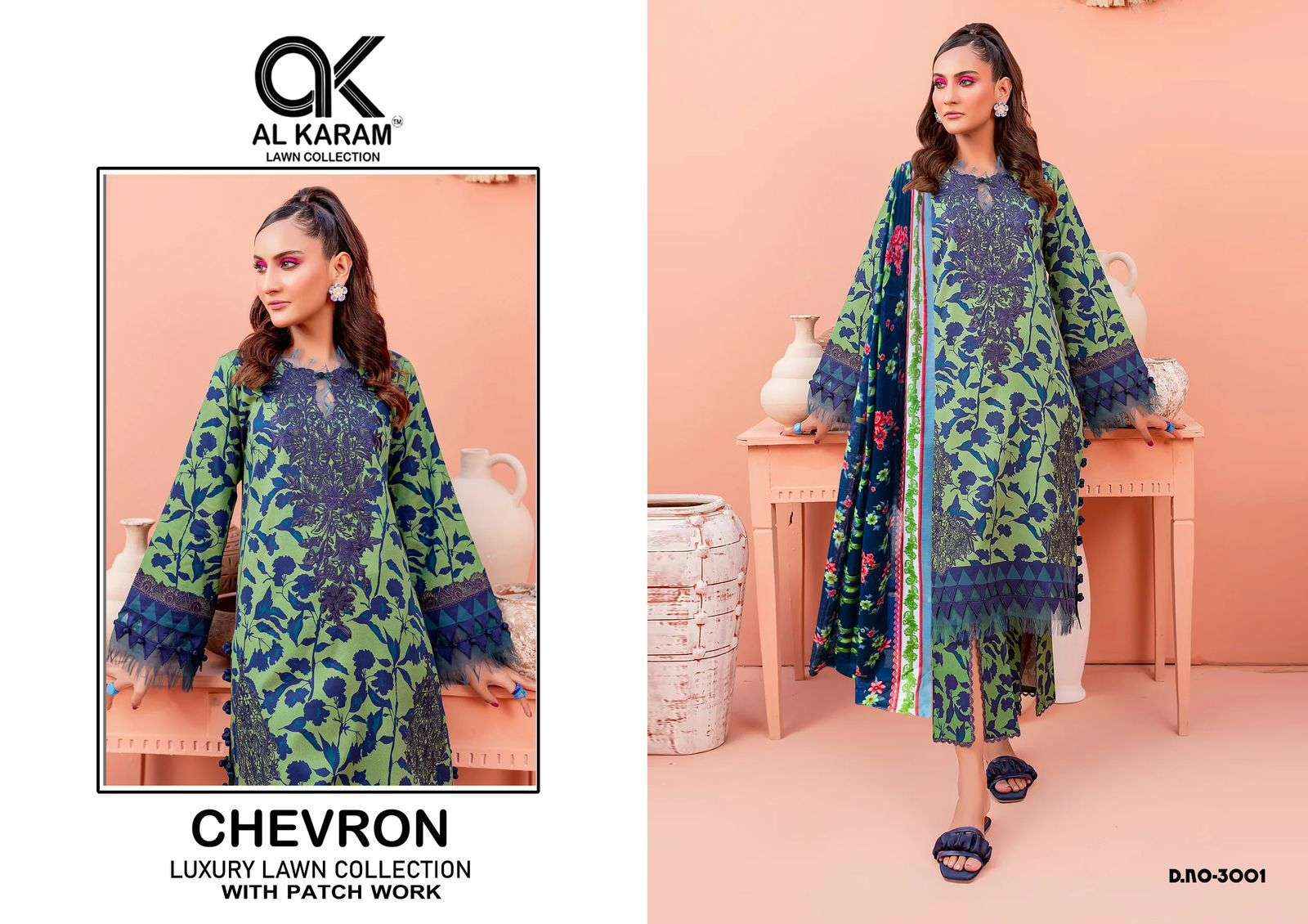 AL KARAM CHEVRON LUXURY LAWN COLLECITON VOL 3 COTTON SUIT ( 4 PCS CATALOG )