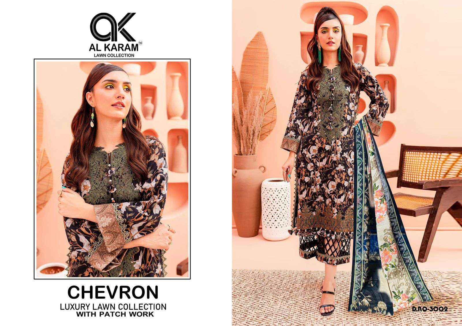 AL KARAM CHEVRON LUXURY LAWN COLLECITON VOL 3 COTTON SUIT ( 4 PCS CATALOG )