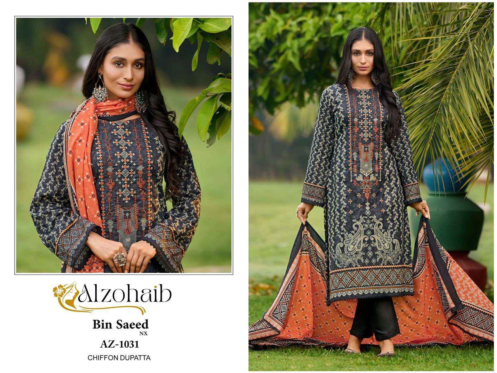 AL ZOHAIB BIN SAEED NX COTTON FANCY EMBROIDERY PAKISTANI SUIT ( 4 PCS CATALOG )