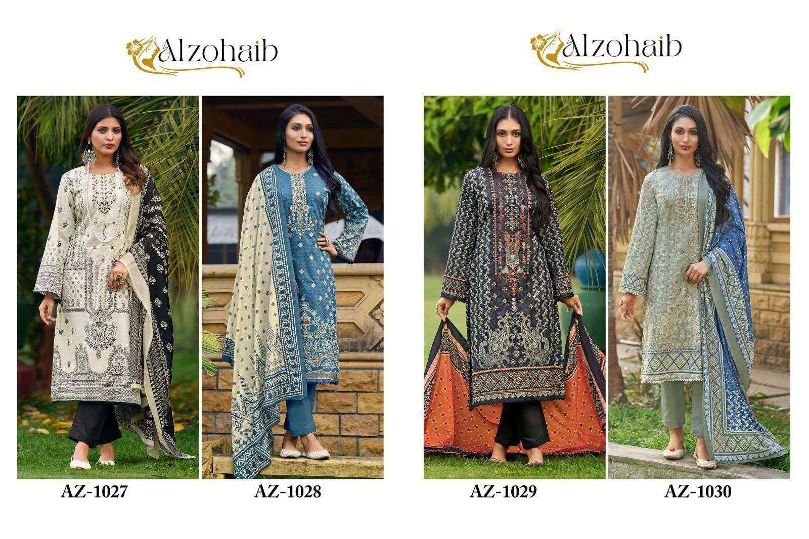 AL ZOHAIB BIN SAEED NX COTTON FANCY EMBROIDERY PAKISTANI SUIT ( 4 PCS CATALOG )