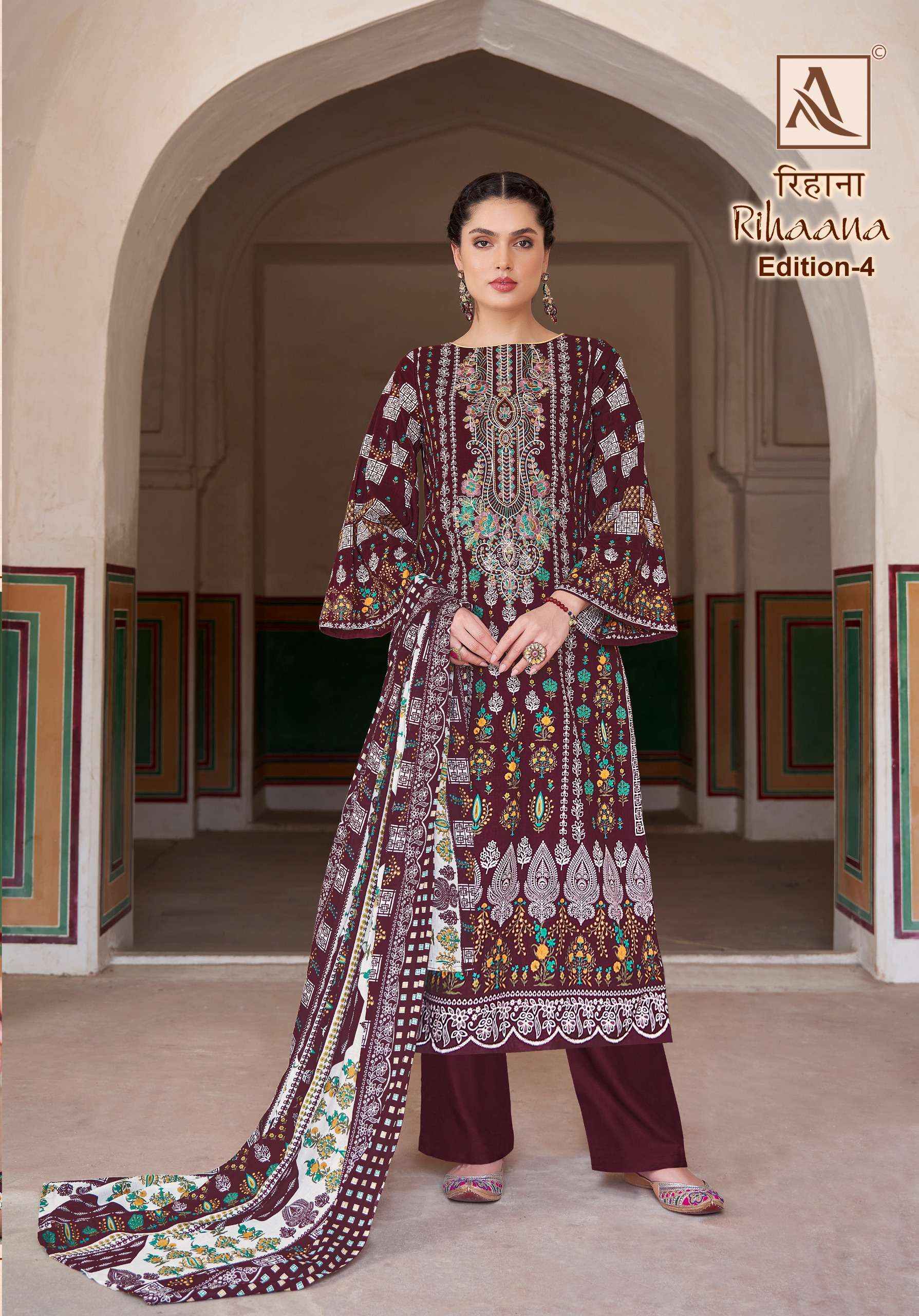 ALOK SUITS RIHAANA VOL 4 COTTON SALWAR KAMEEZ ( 8 PCS CATALOG )