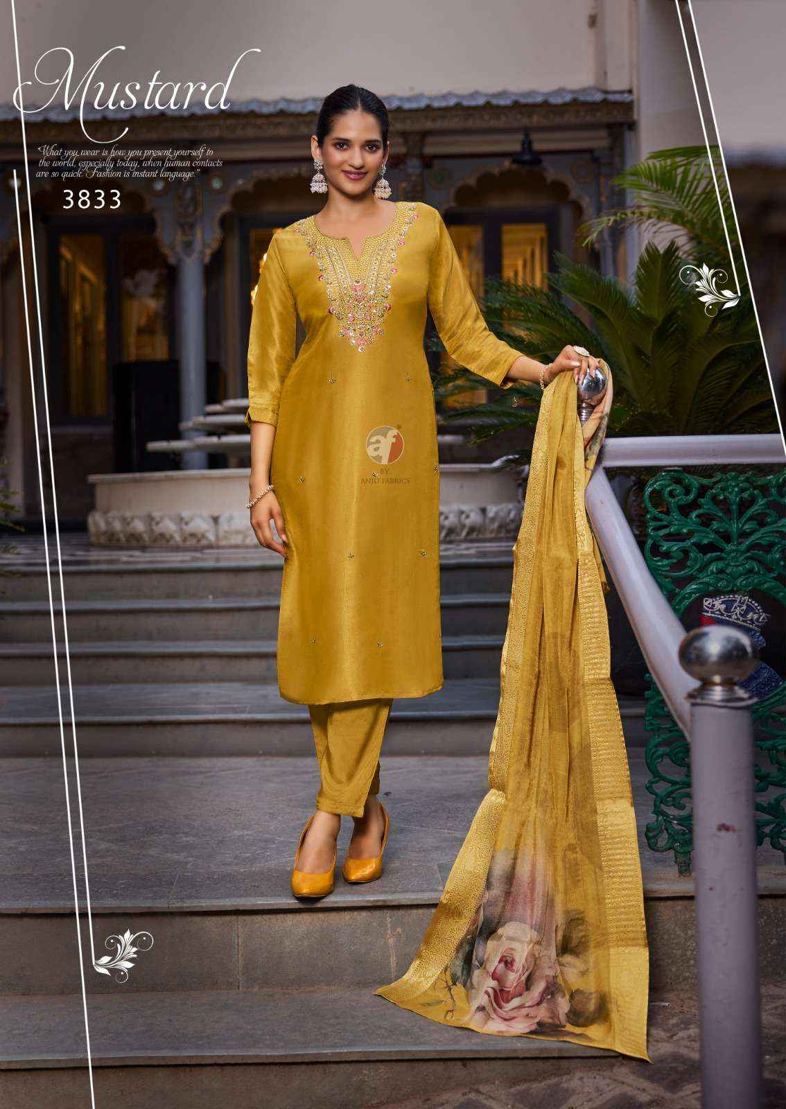 ANJU FABRICS SILK AFFAIR VOL 4 SHIMMER FABRICS HEAVY DESIGNER SUIT ( 6 PCS CATALOG )