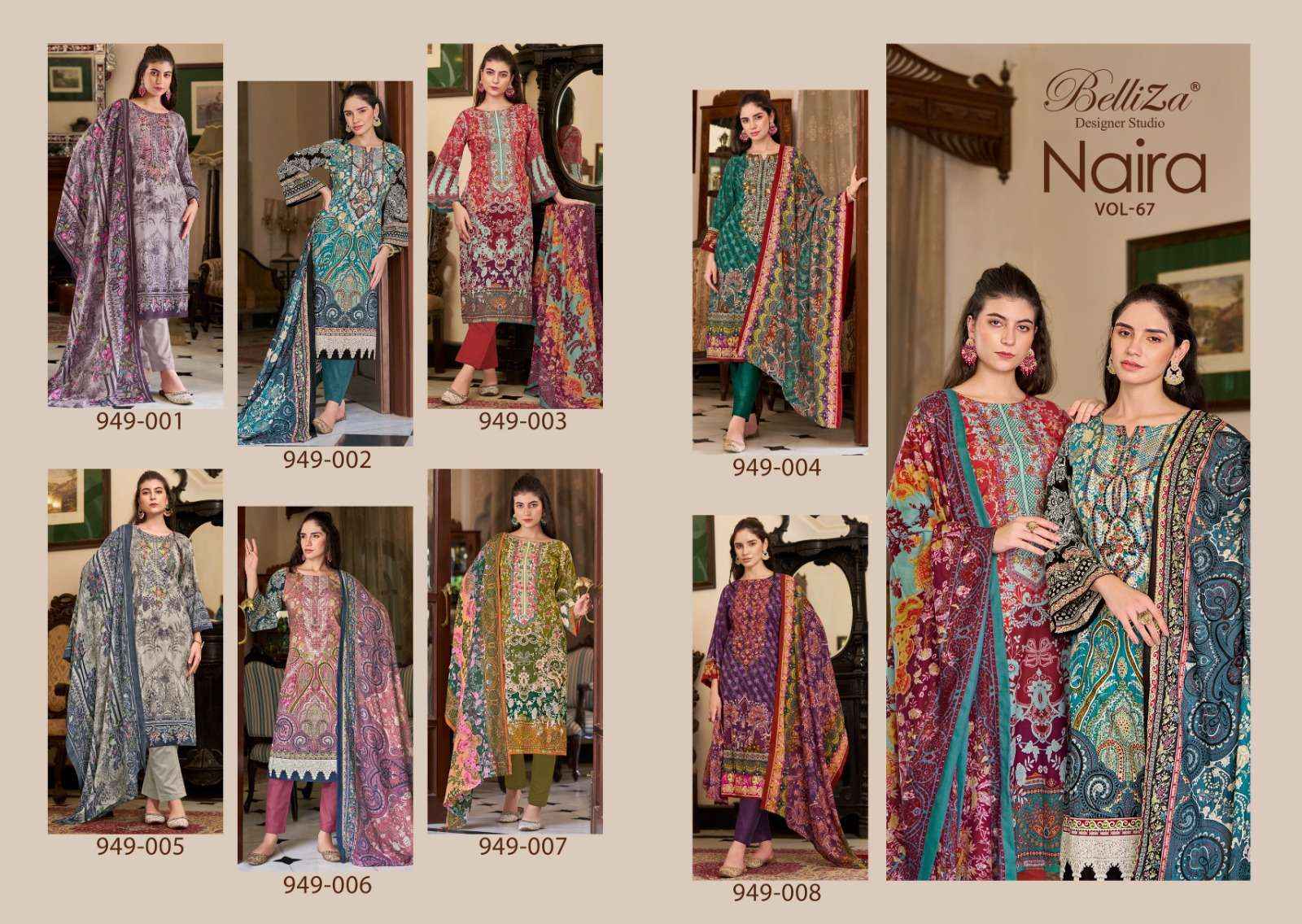 BELLIZA DESIGNER STUDIO NAIRA VOL 67 COTTON DRESS MATERIAL ( 8 PCS CATALOG )