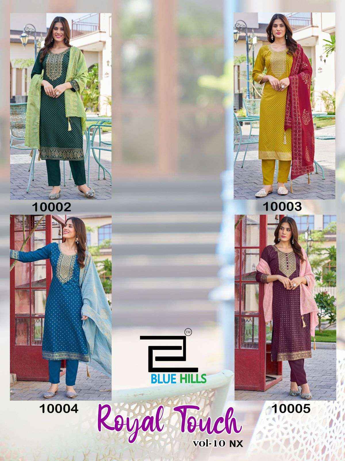 BLUE HILLS ROYAL TOUCH VOL 10 NX RAYON FANCY KURTI COMBO SET ( 4 PCS CATALOG )